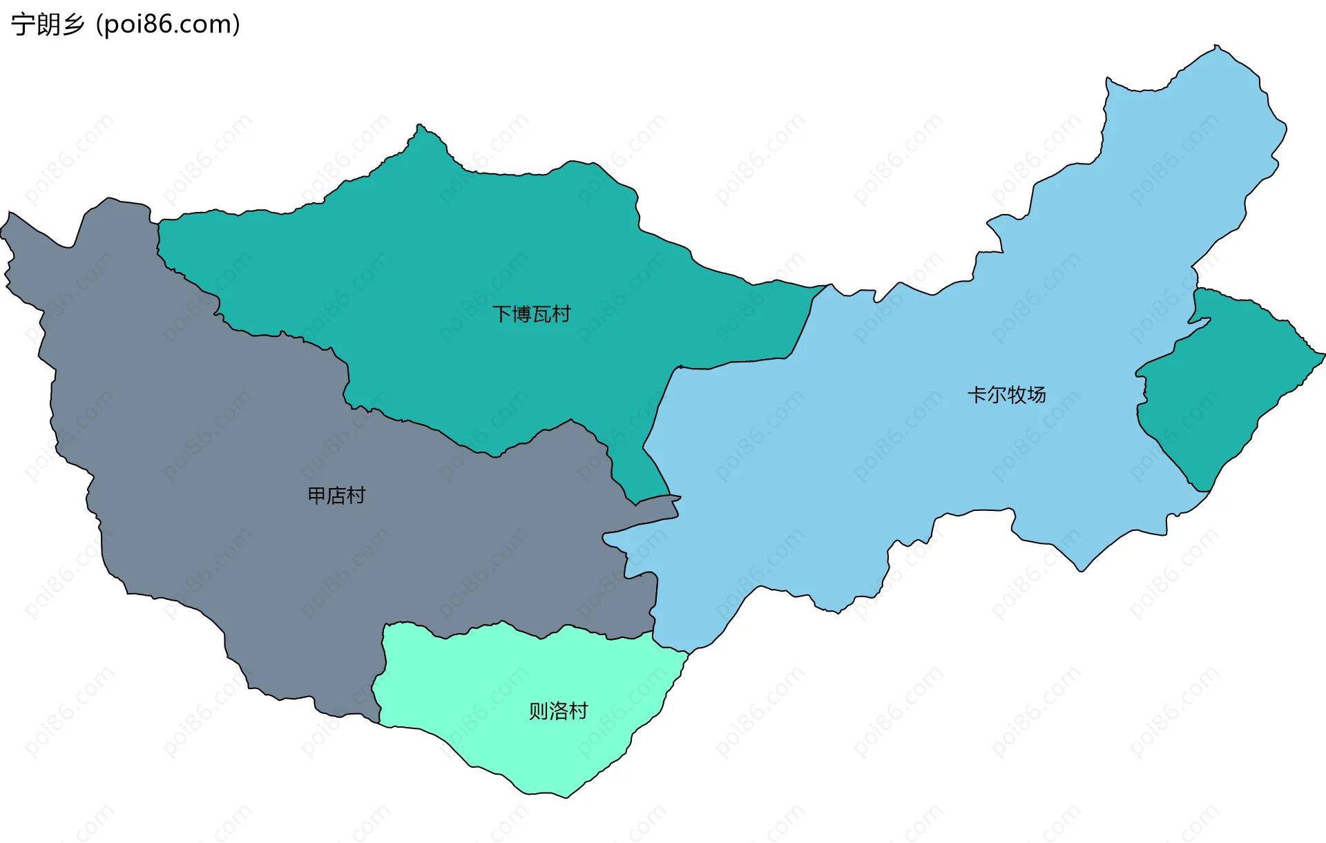 宁朗乡边界地图(五级行政区划)