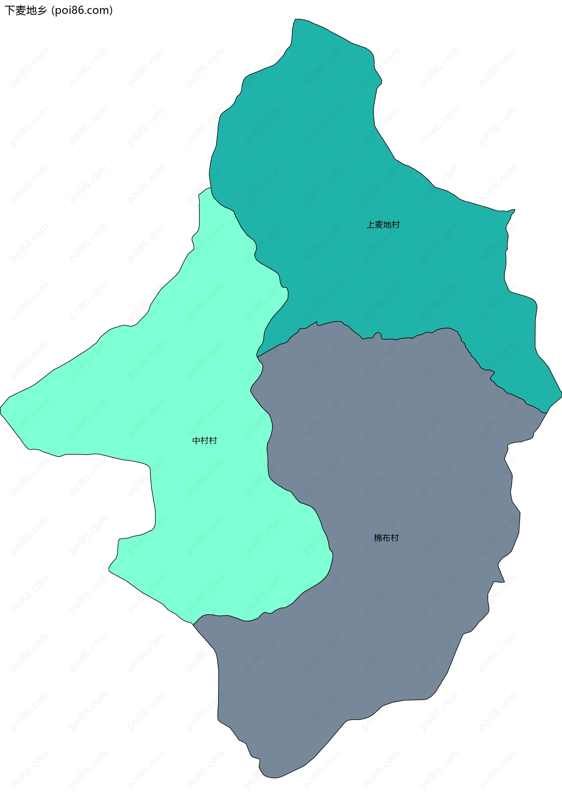 下麦地乡边界地图(五级行政区划)