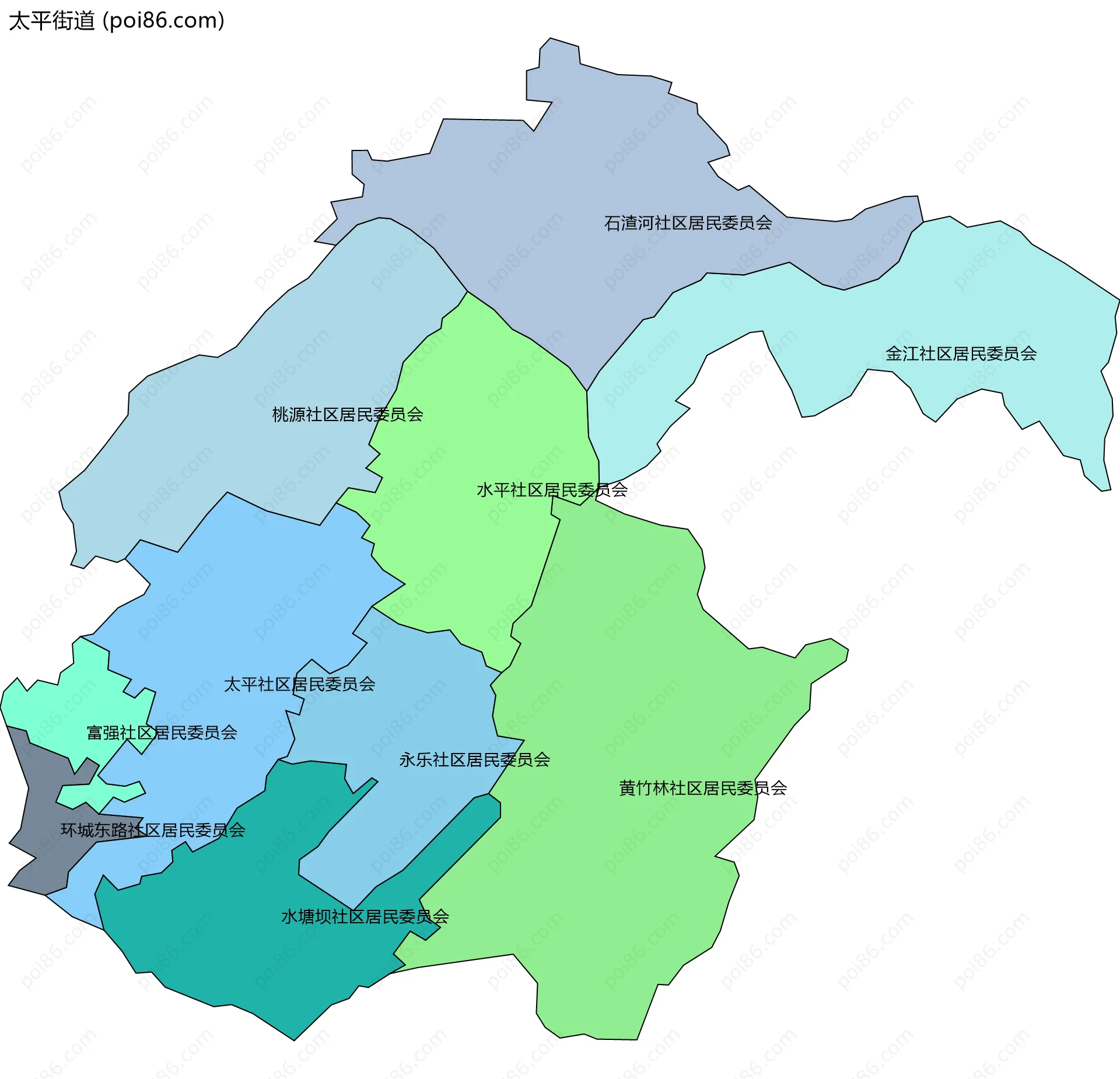 太平街道边界地图(五级行政区划)