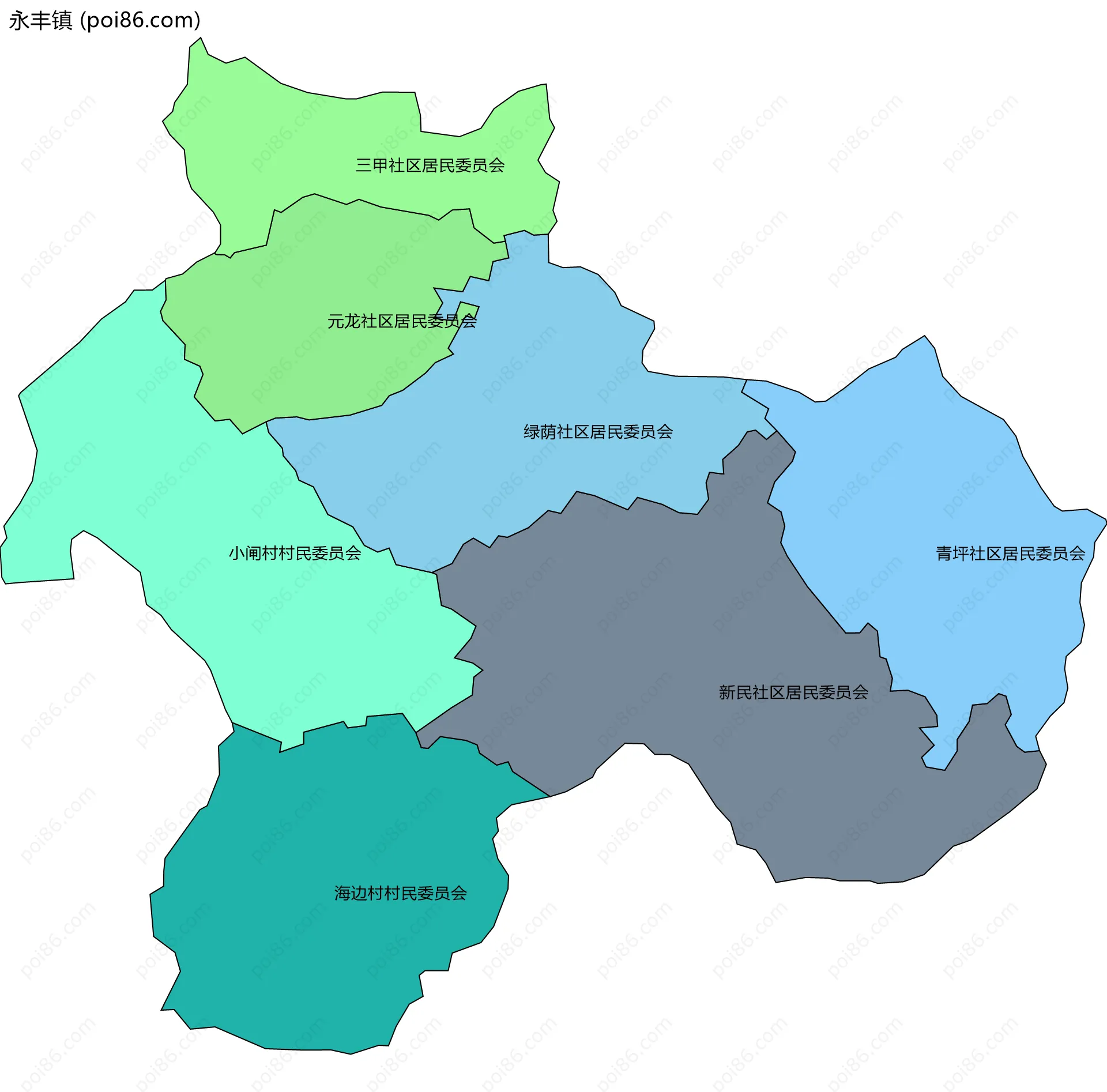 永丰镇边界地图(五级行政区划)