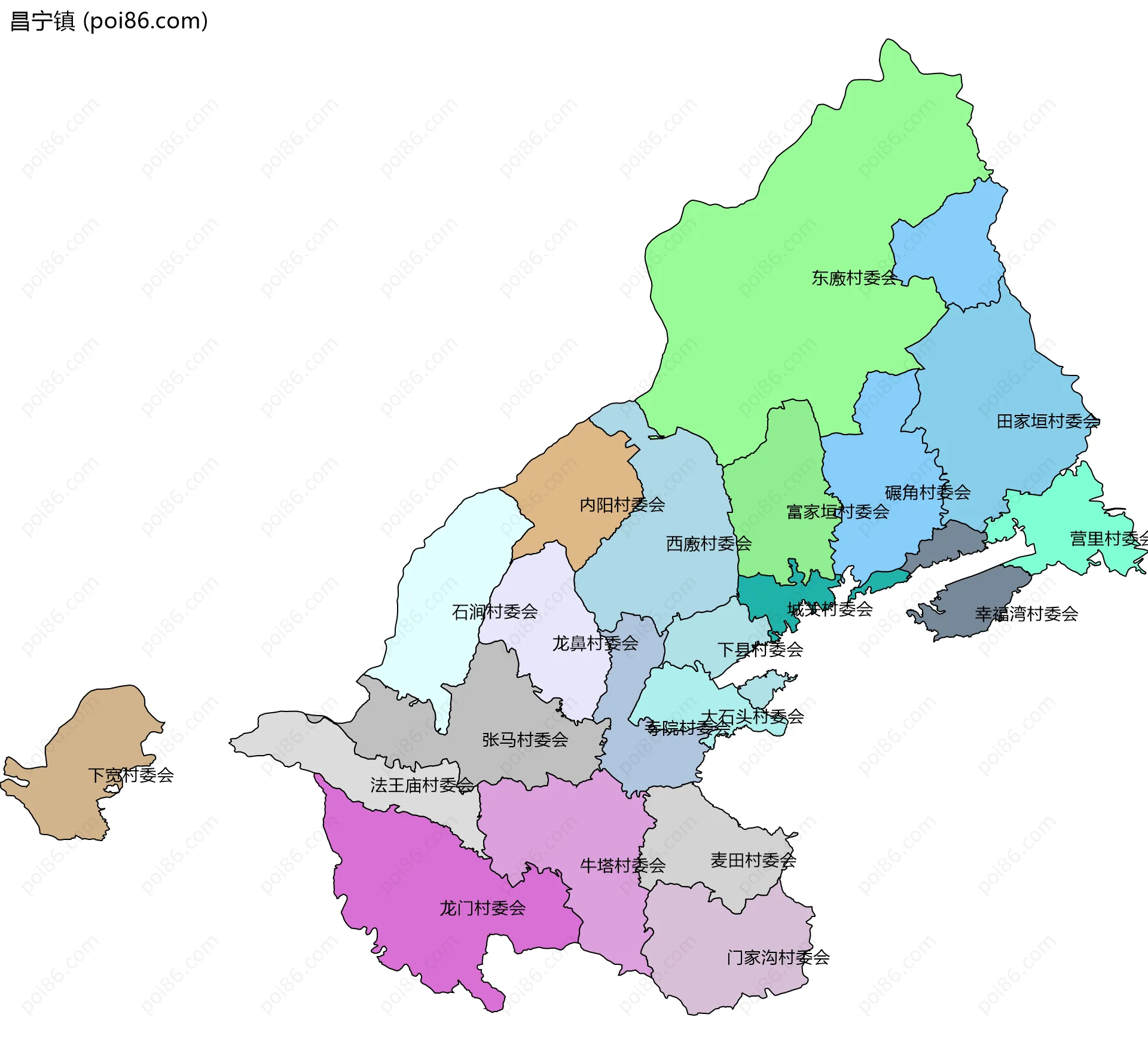 昌宁镇边界地图(五级行政区划)