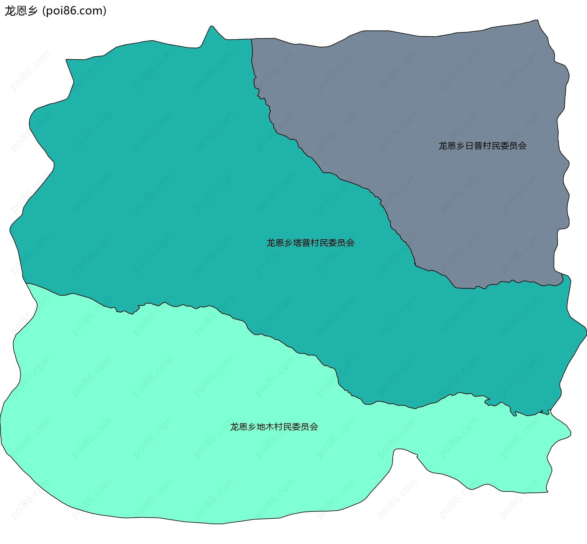 龙恩乡边界地图(五级行政区划)