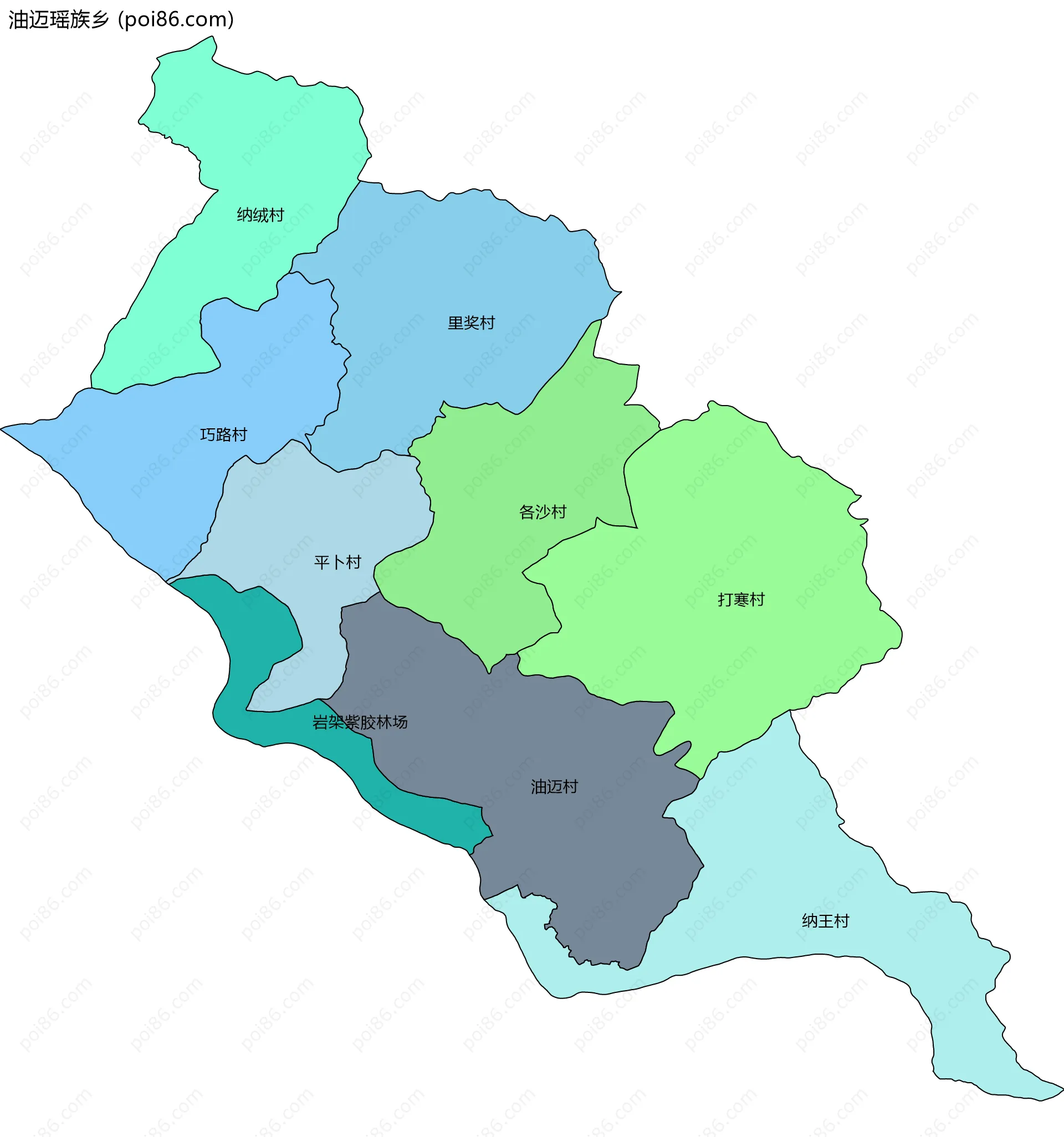 油迈瑶族乡边界地图(五级行政区划)