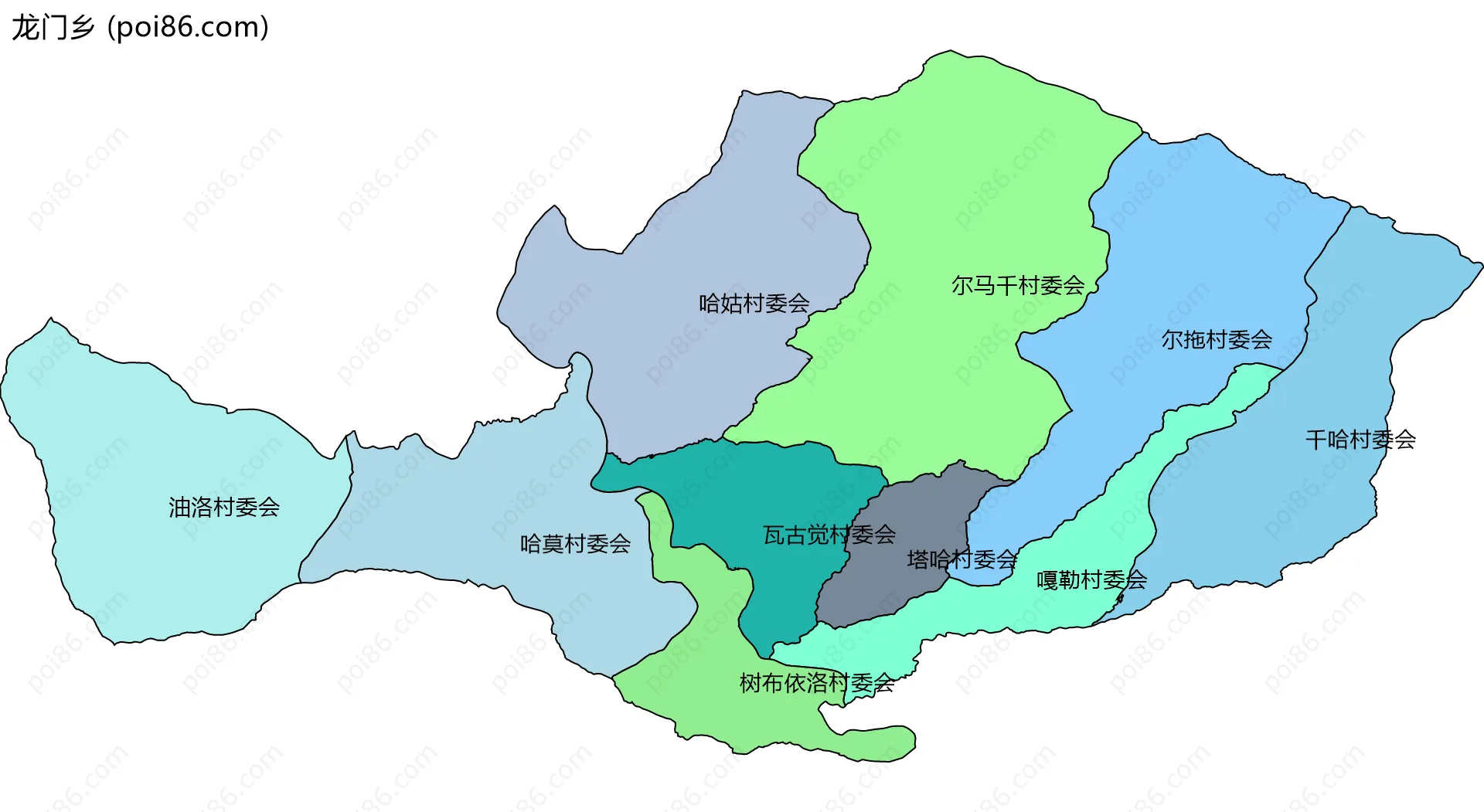 龙门乡边界地图(五级行政区划)