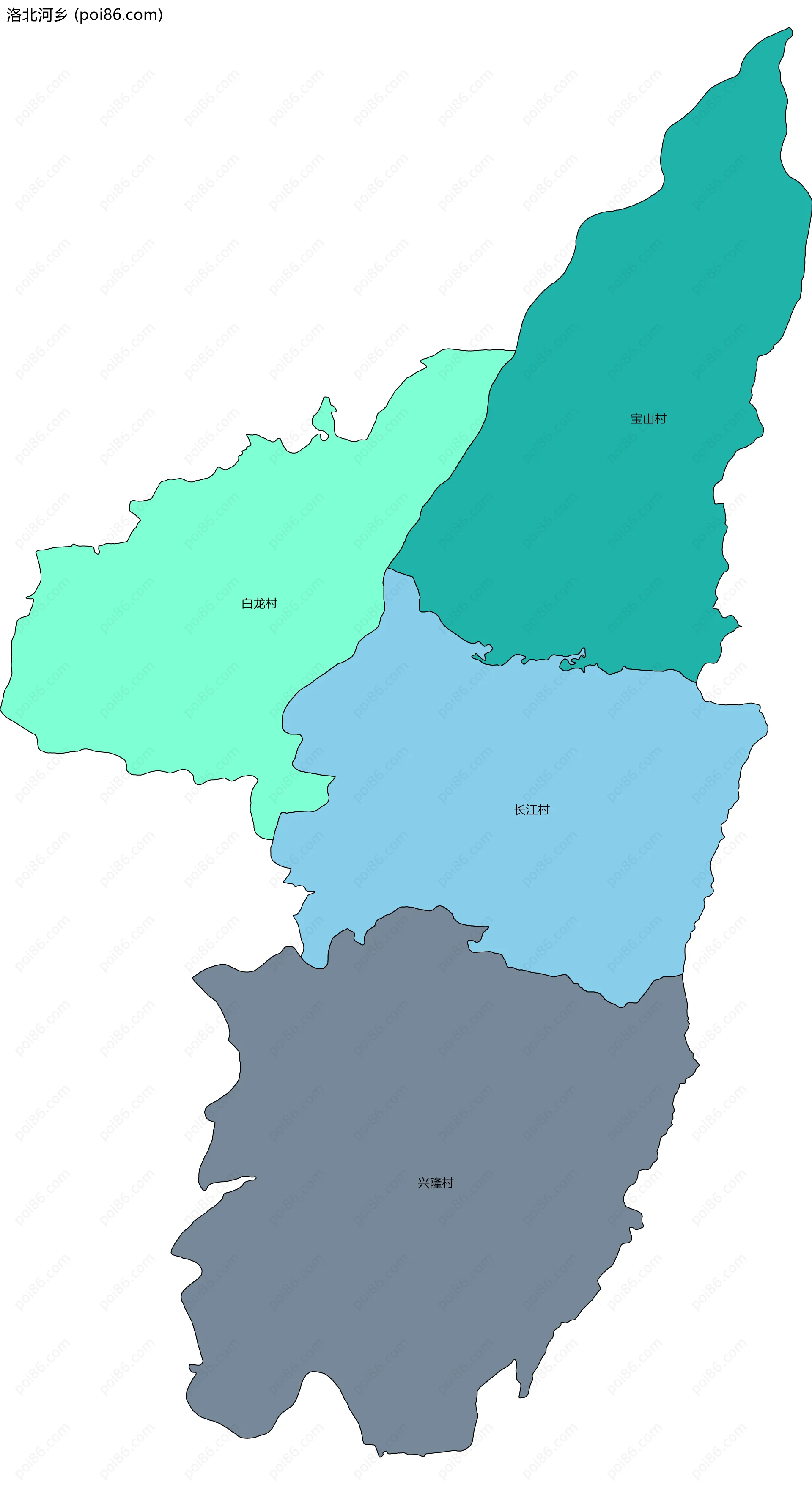 洛北河乡边界地图(五级行政区划)