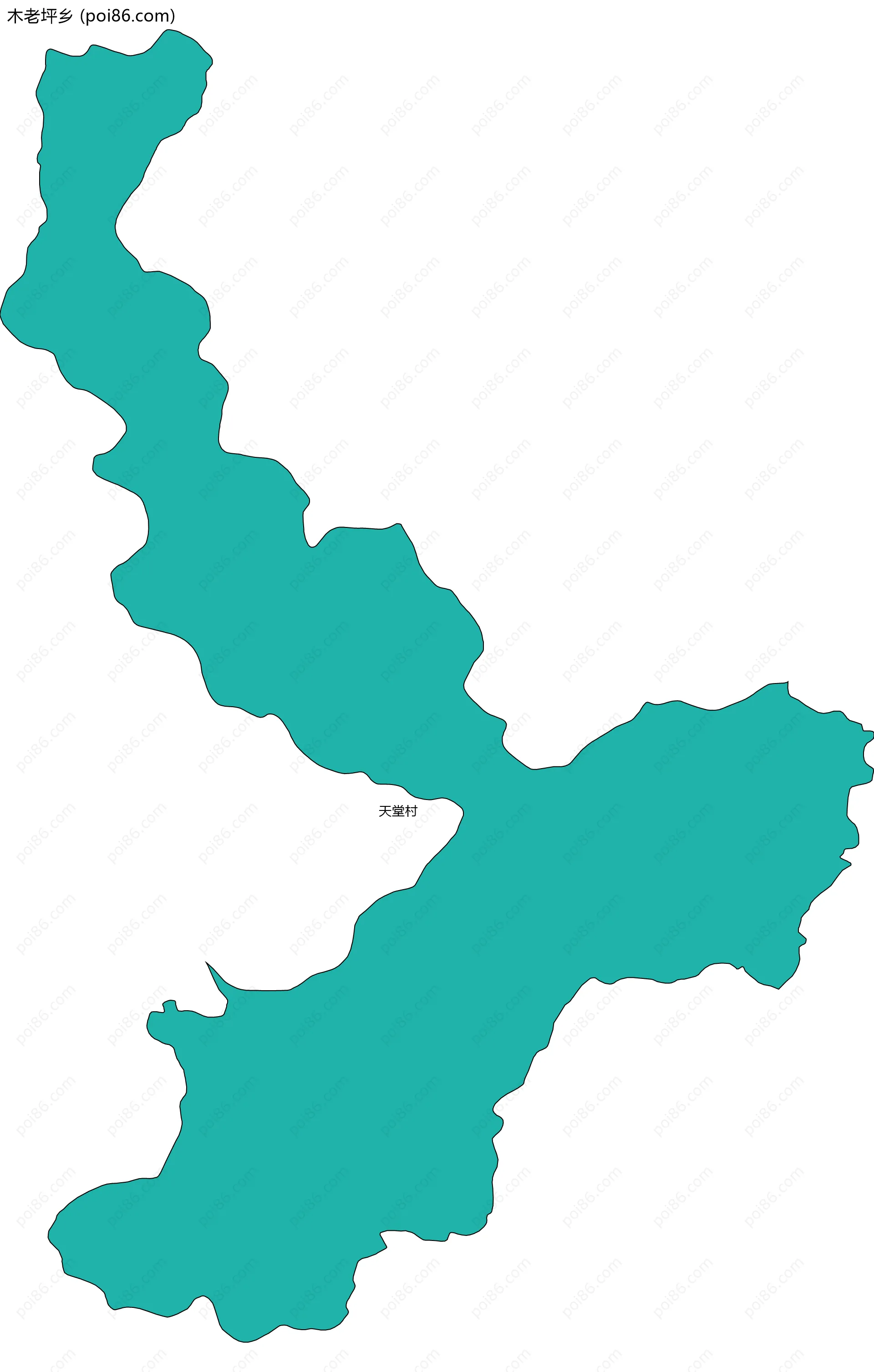 木老坪乡边界地图(五级行政区划)