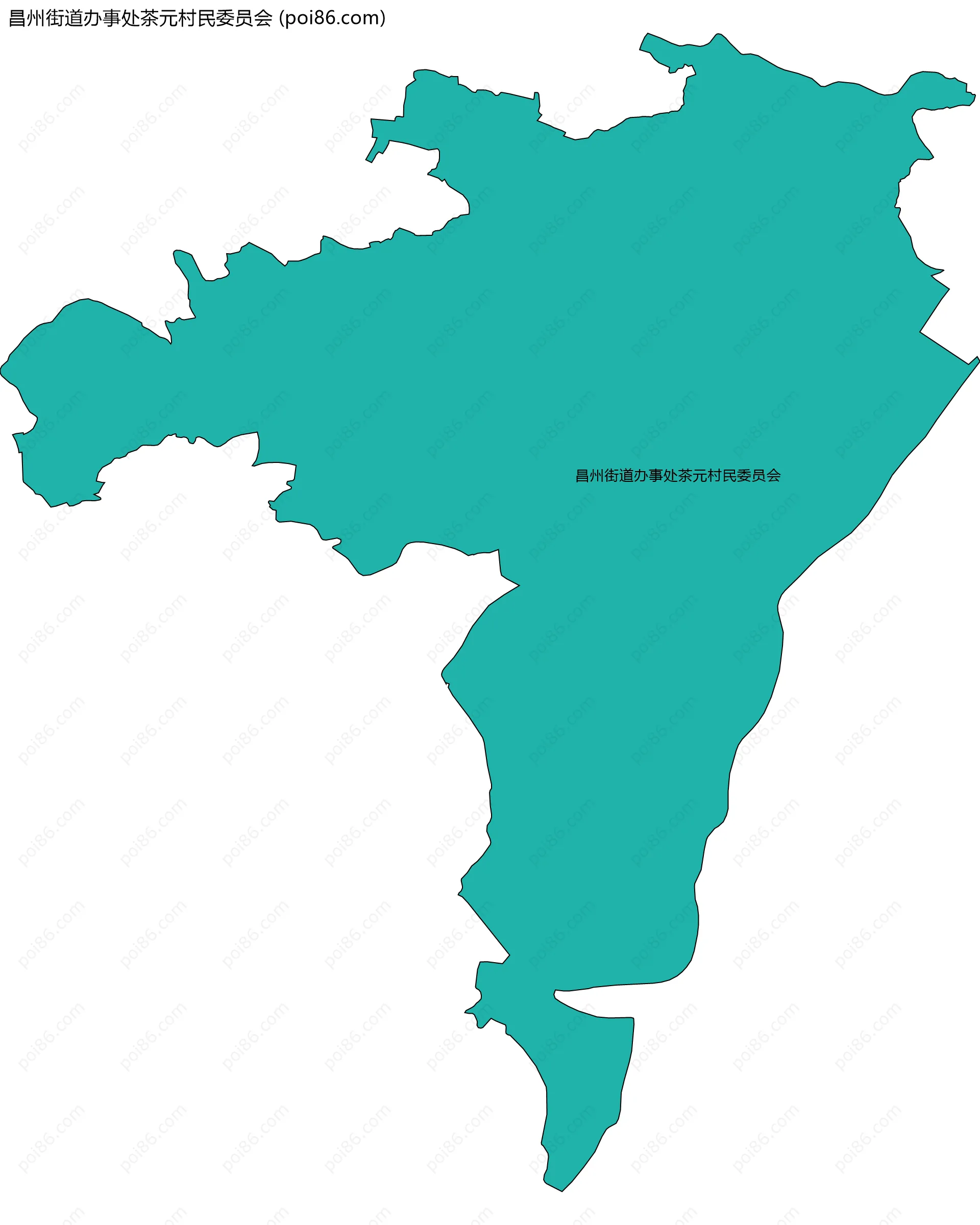 昌州街道办事处茶元村民委员会边界地图