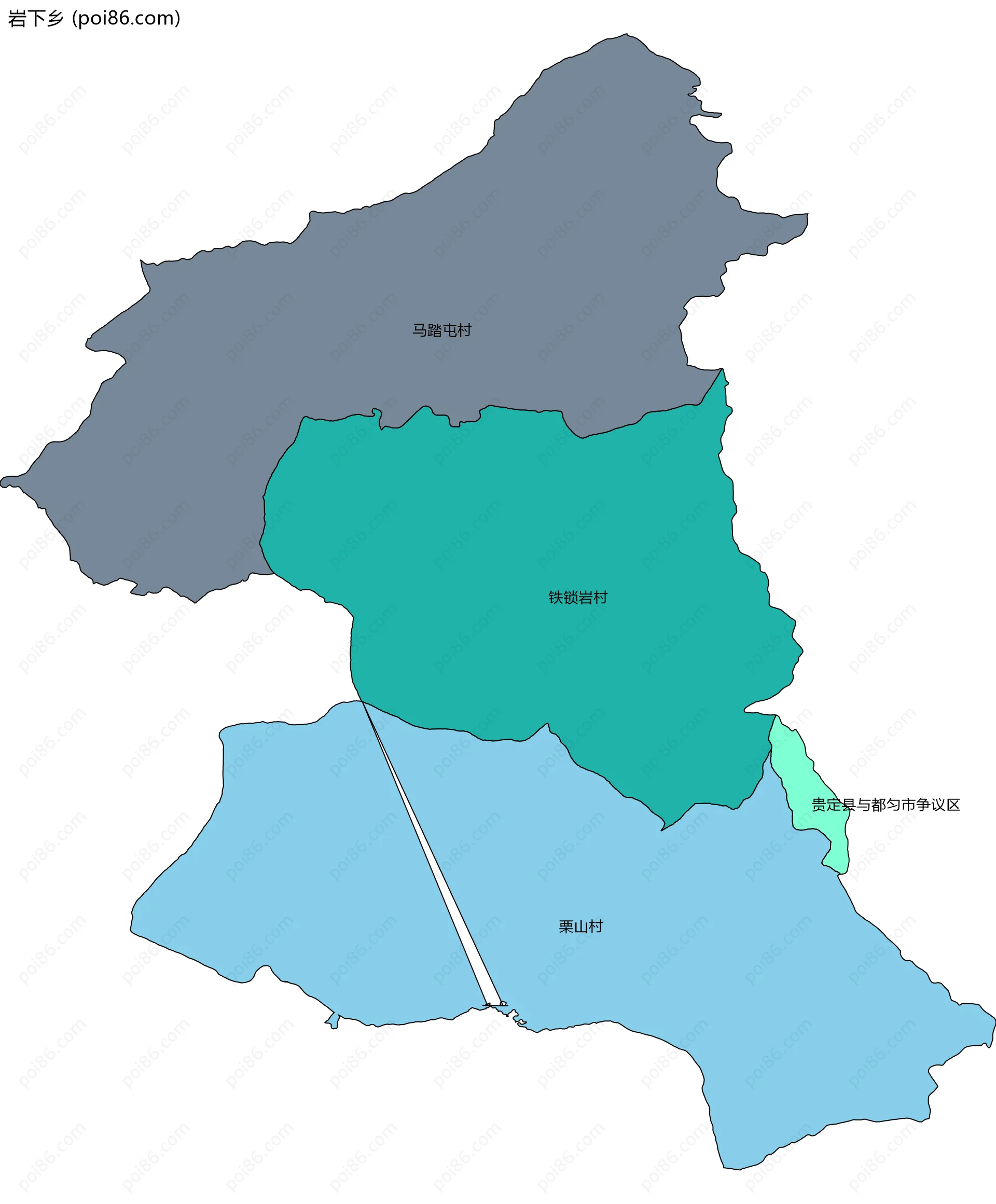 岩下乡边界地图(五级行政区划)