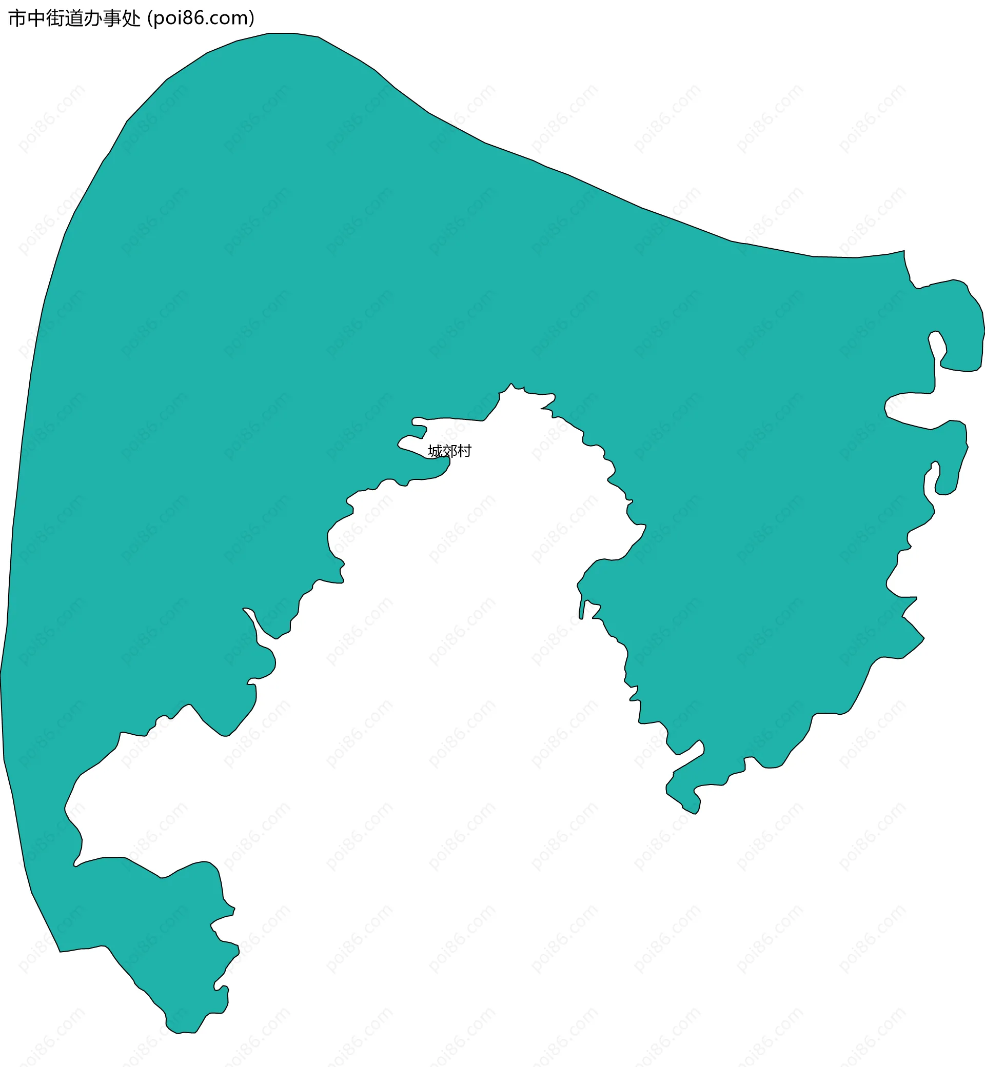 市中街道办事处边界地图(五级行政区划)