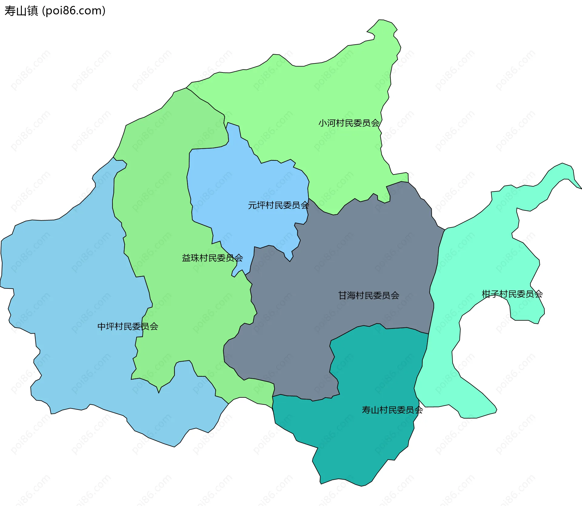 寿山镇边界地图(五级行政区划)