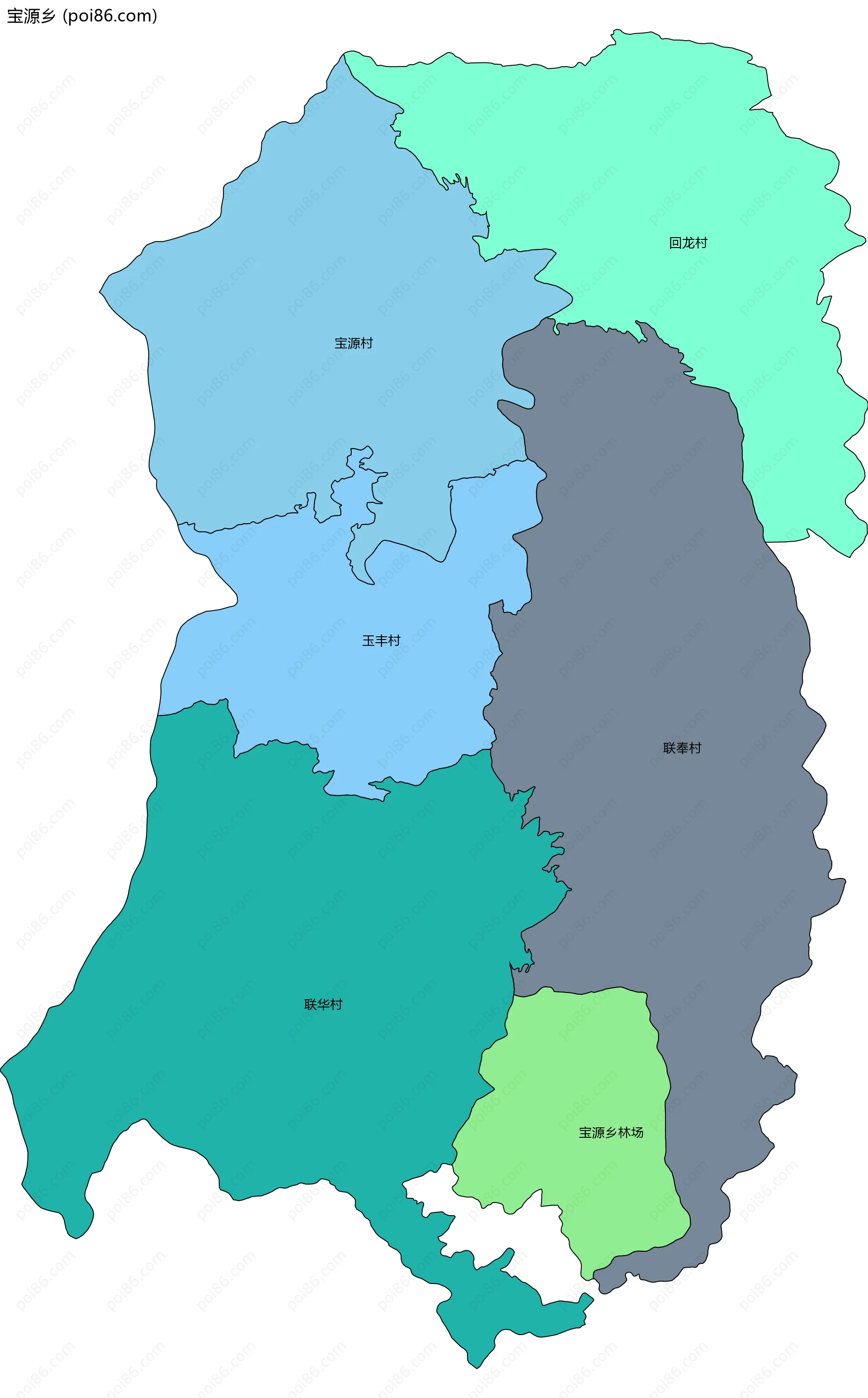 宝源乡边界地图(五级行政区划)