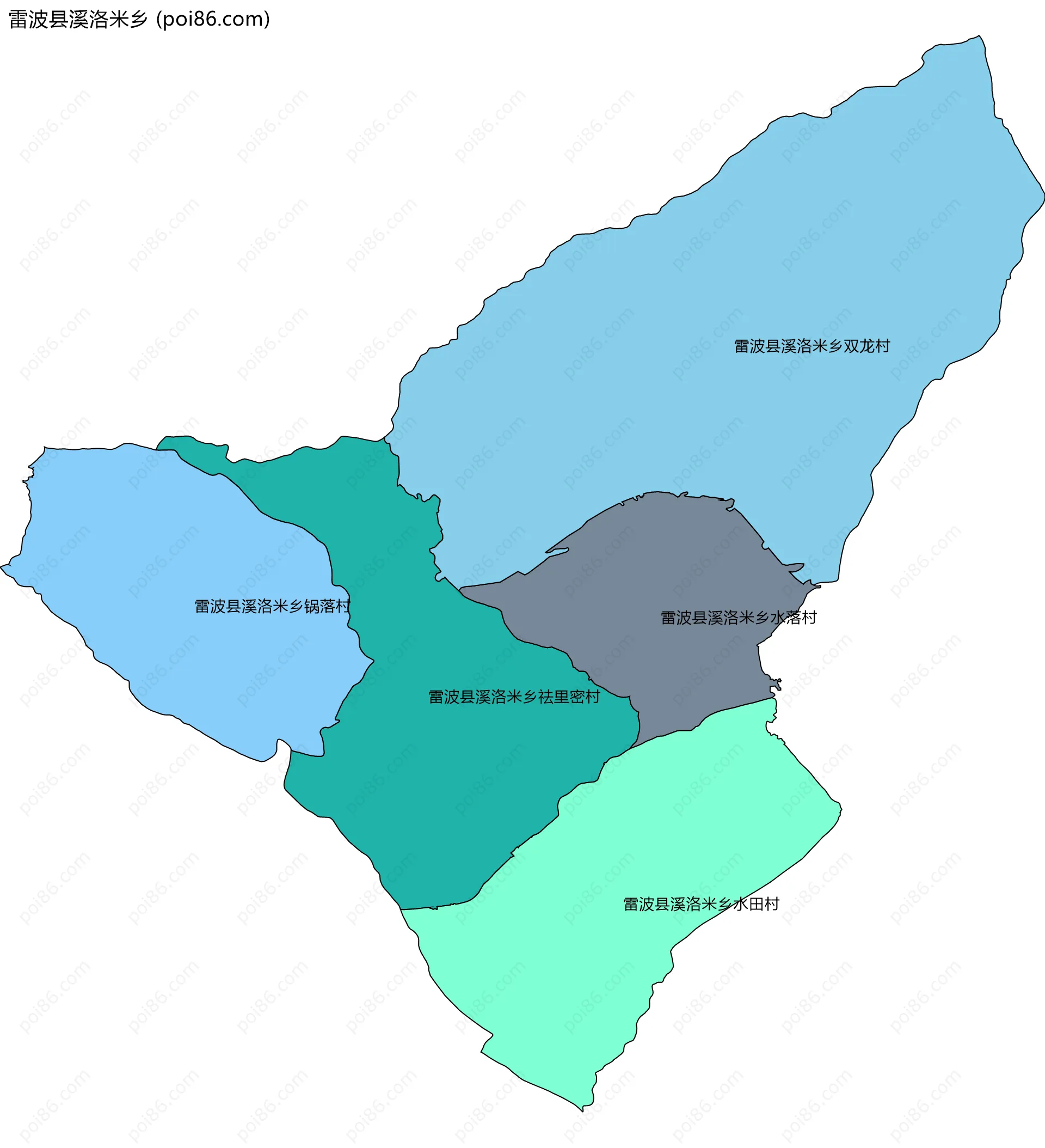 雷波县溪洛米乡边界地图(五级行政区划)