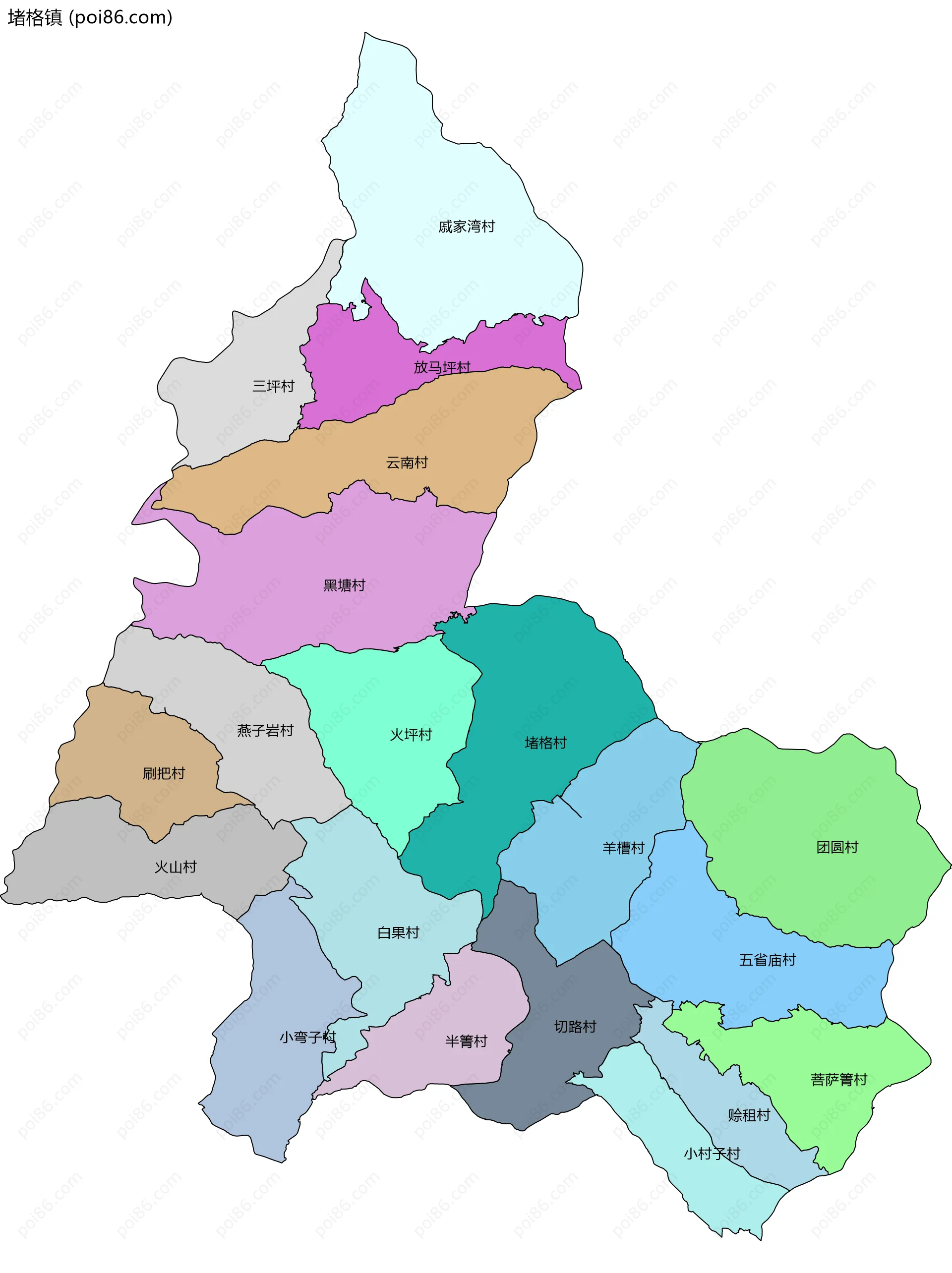 堵格镇边界地图(五级行政区划)