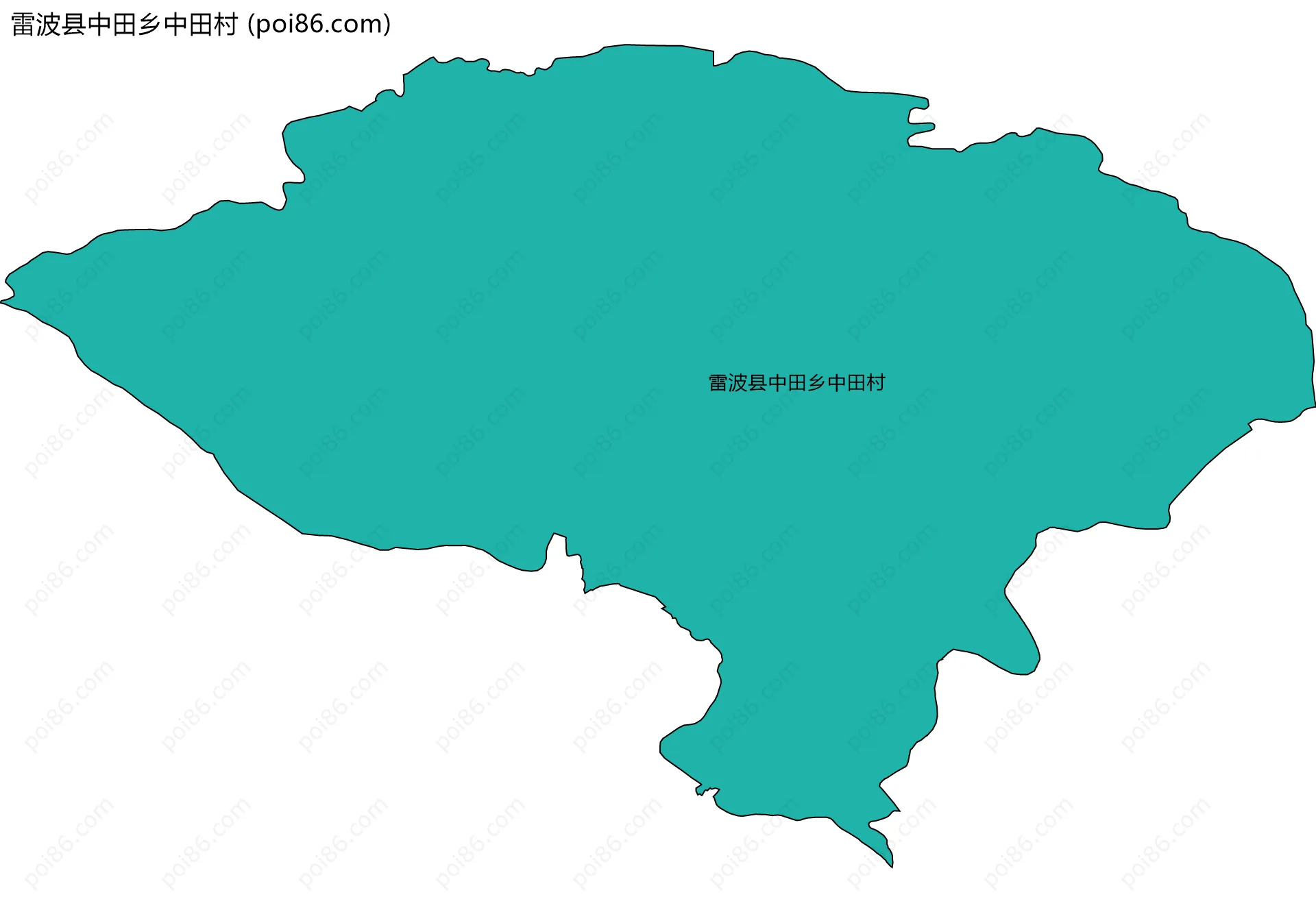 雷波县中田乡中田村边界地图