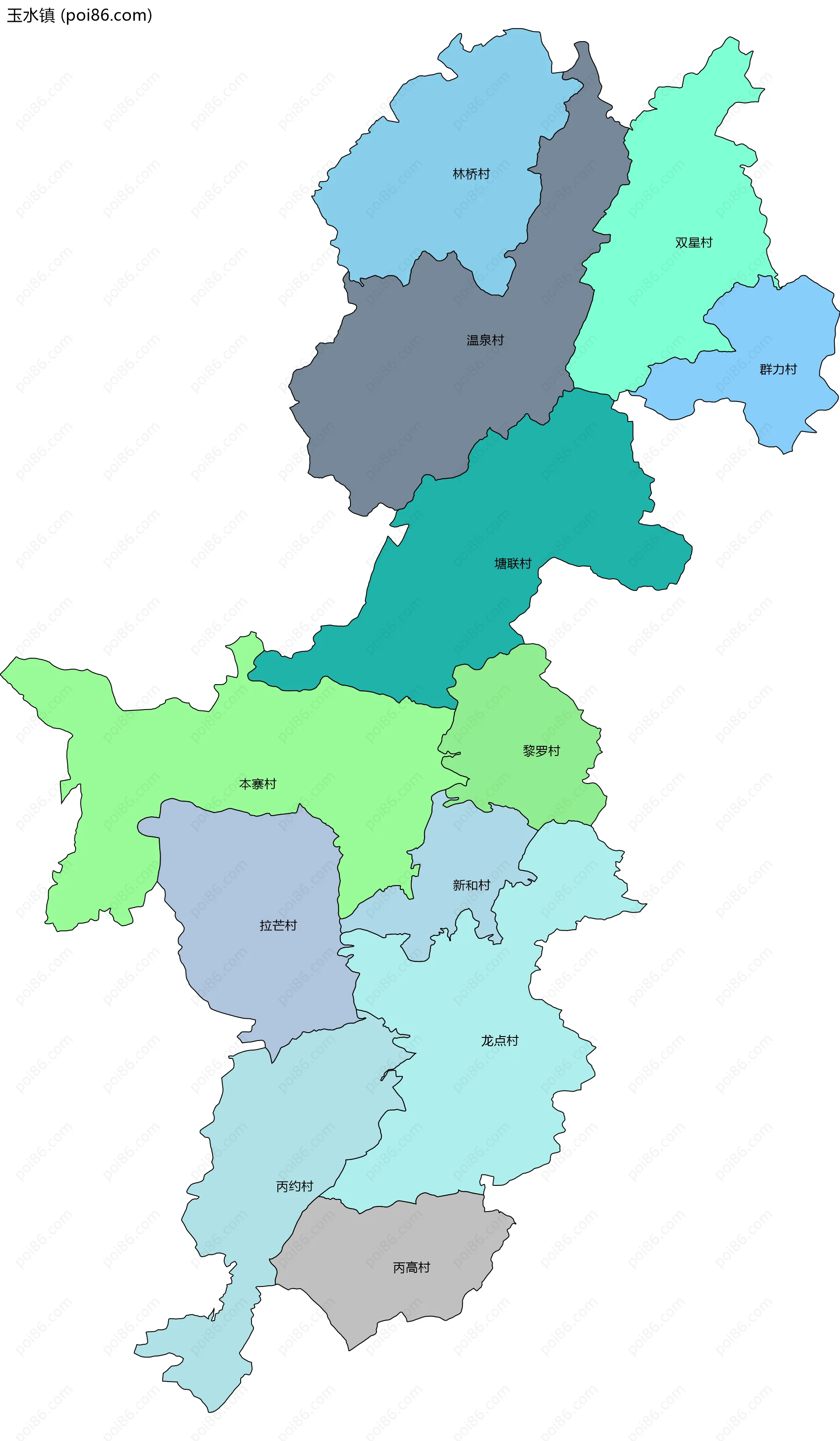 玉水镇边界地图(五级行政区划)