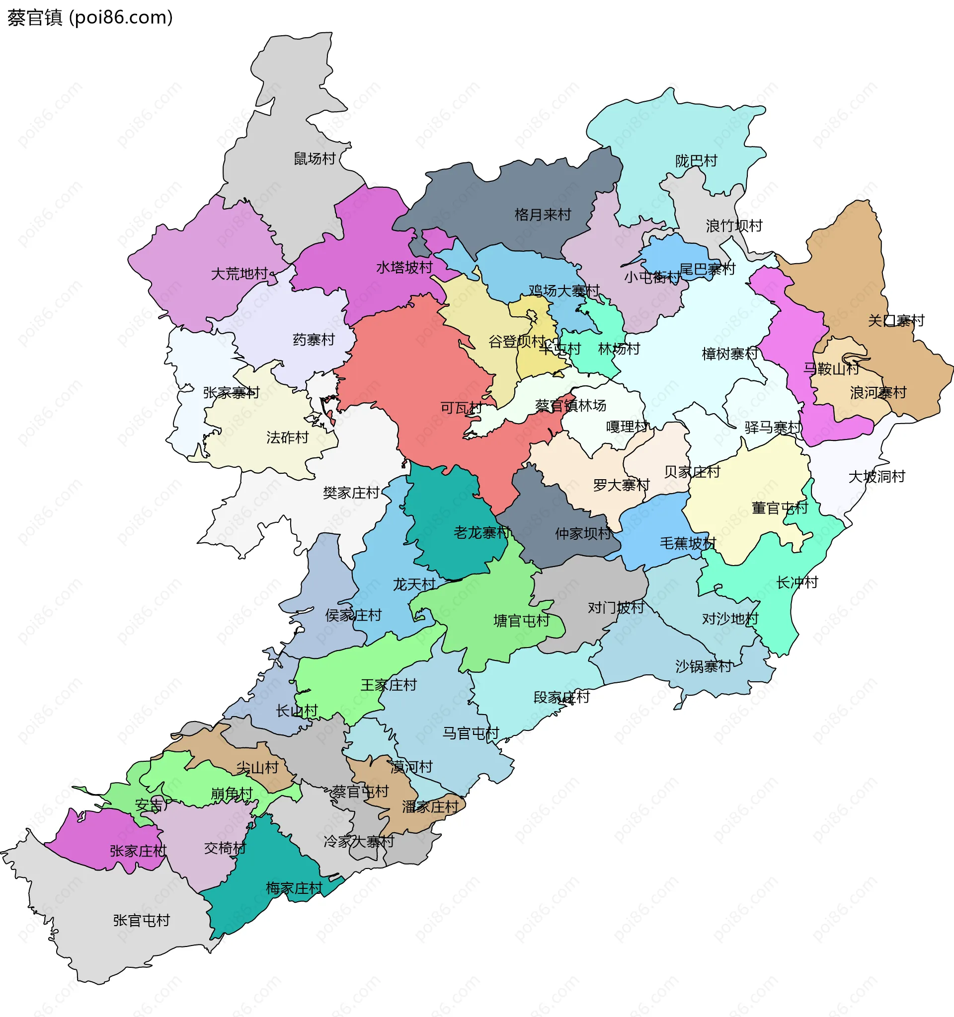 蔡官镇边界地图(五级行政区划)