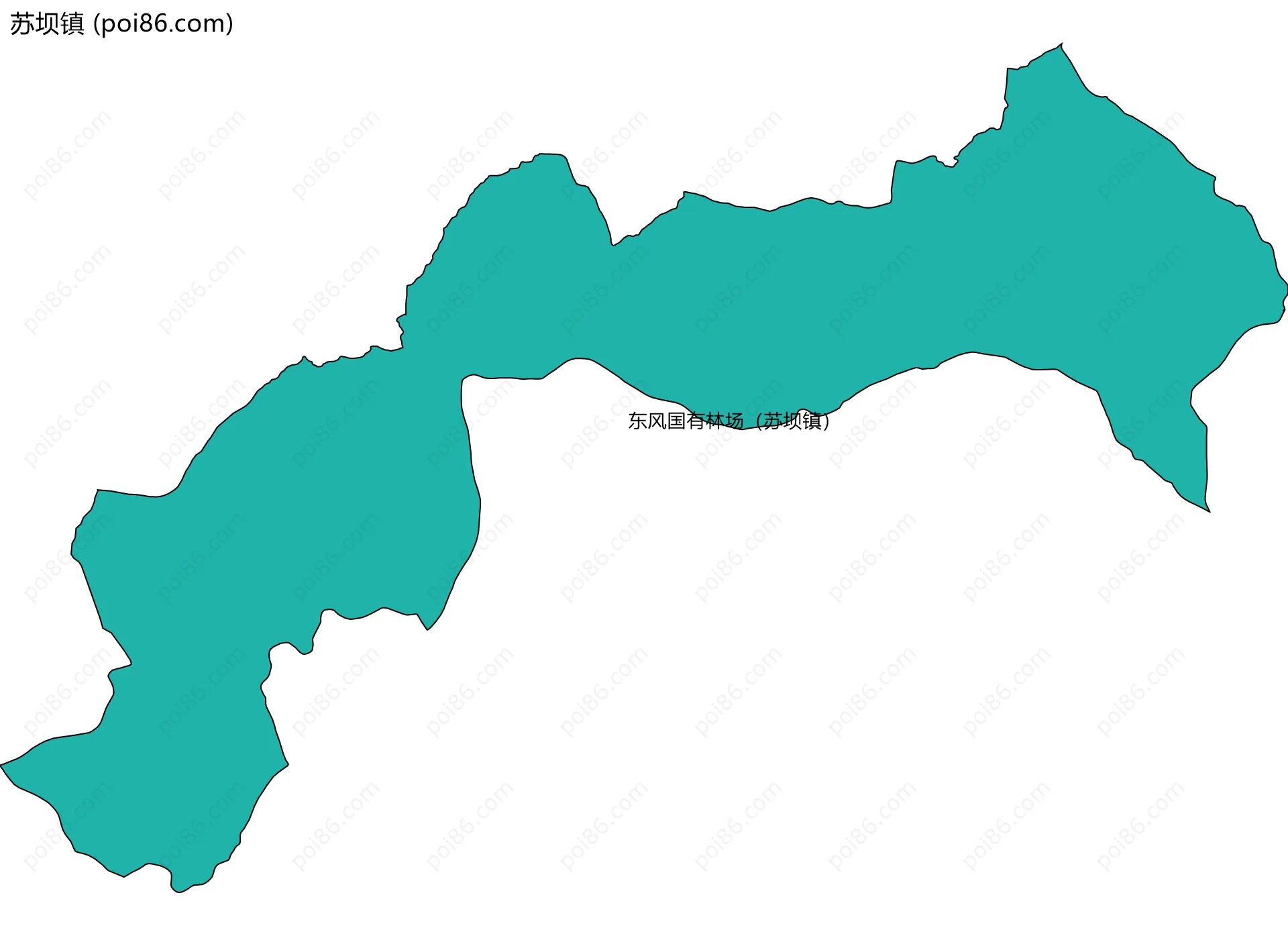 苏坝镇边界地图(五级行政区划)