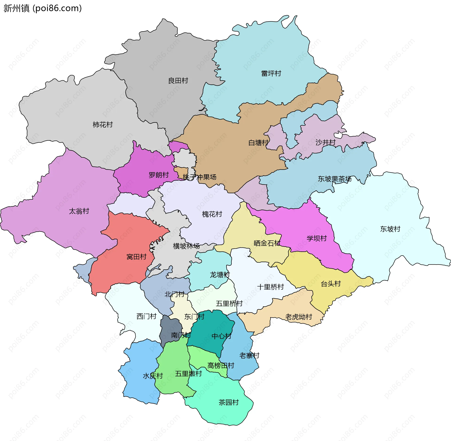 新州镇边界地图(五级行政区划)