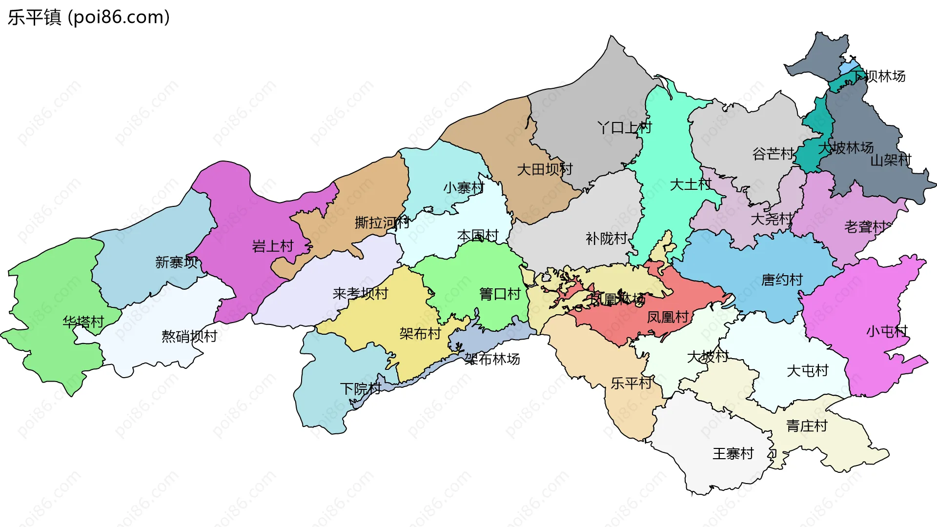 乐平镇边界地图(五级行政区划)