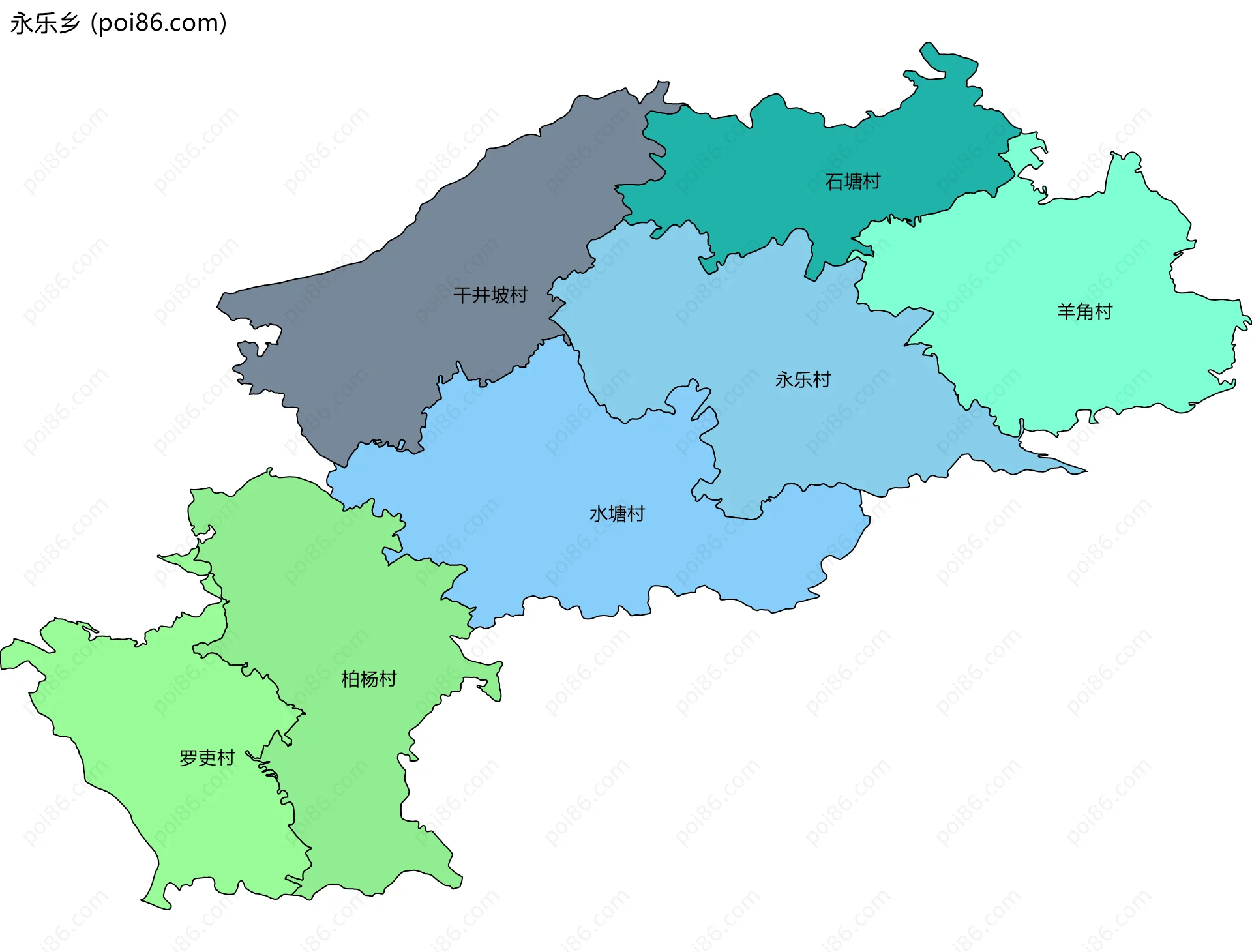 永乐乡边界地图(五级行政区划)
