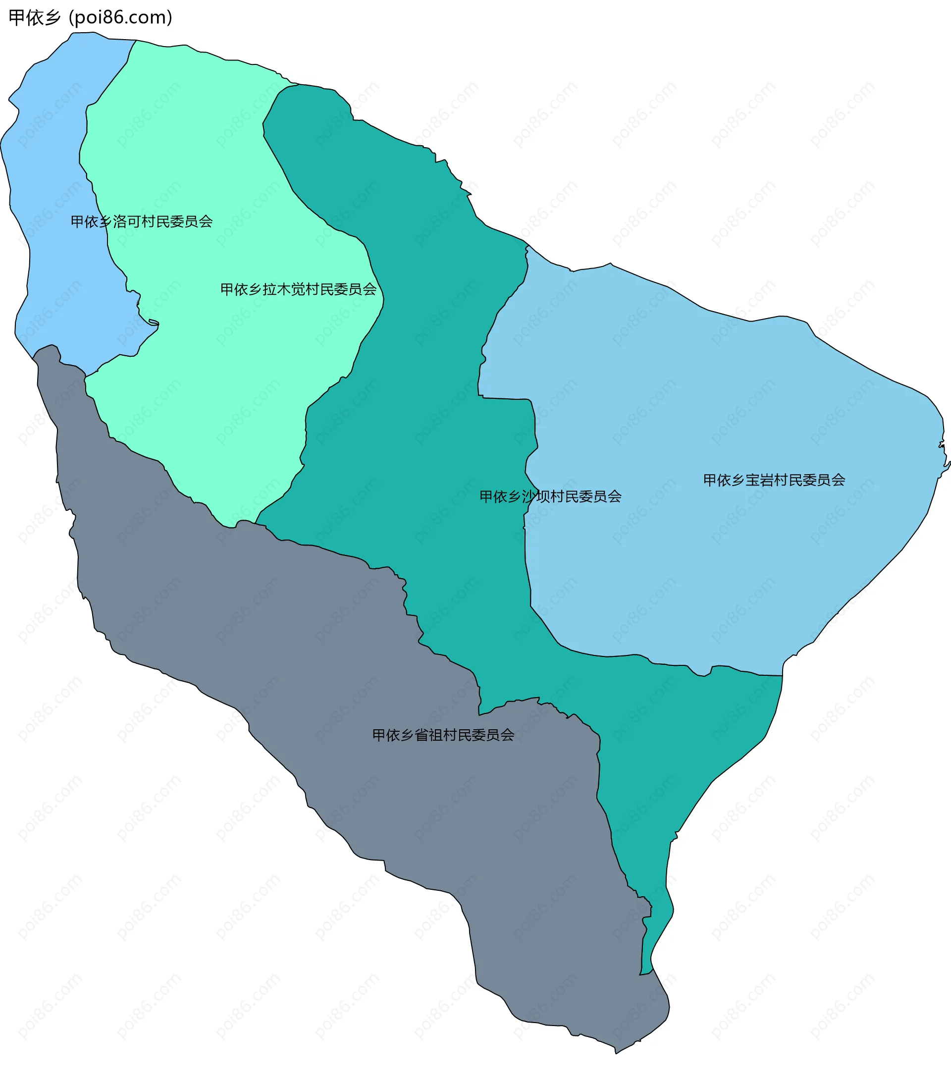 甲依乡边界地图(五级行政区划)