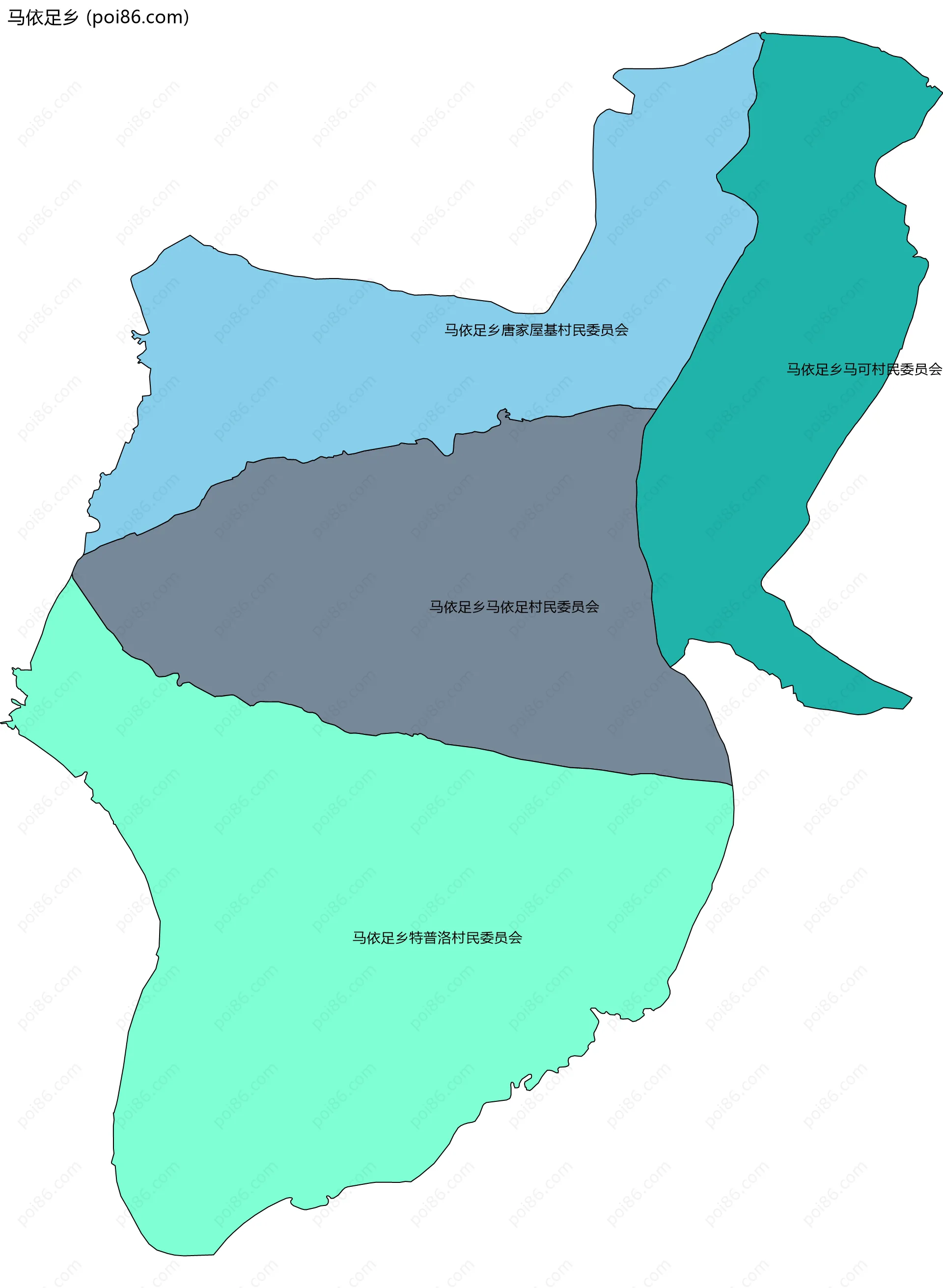 马依足乡边界地图(五级行政区划)