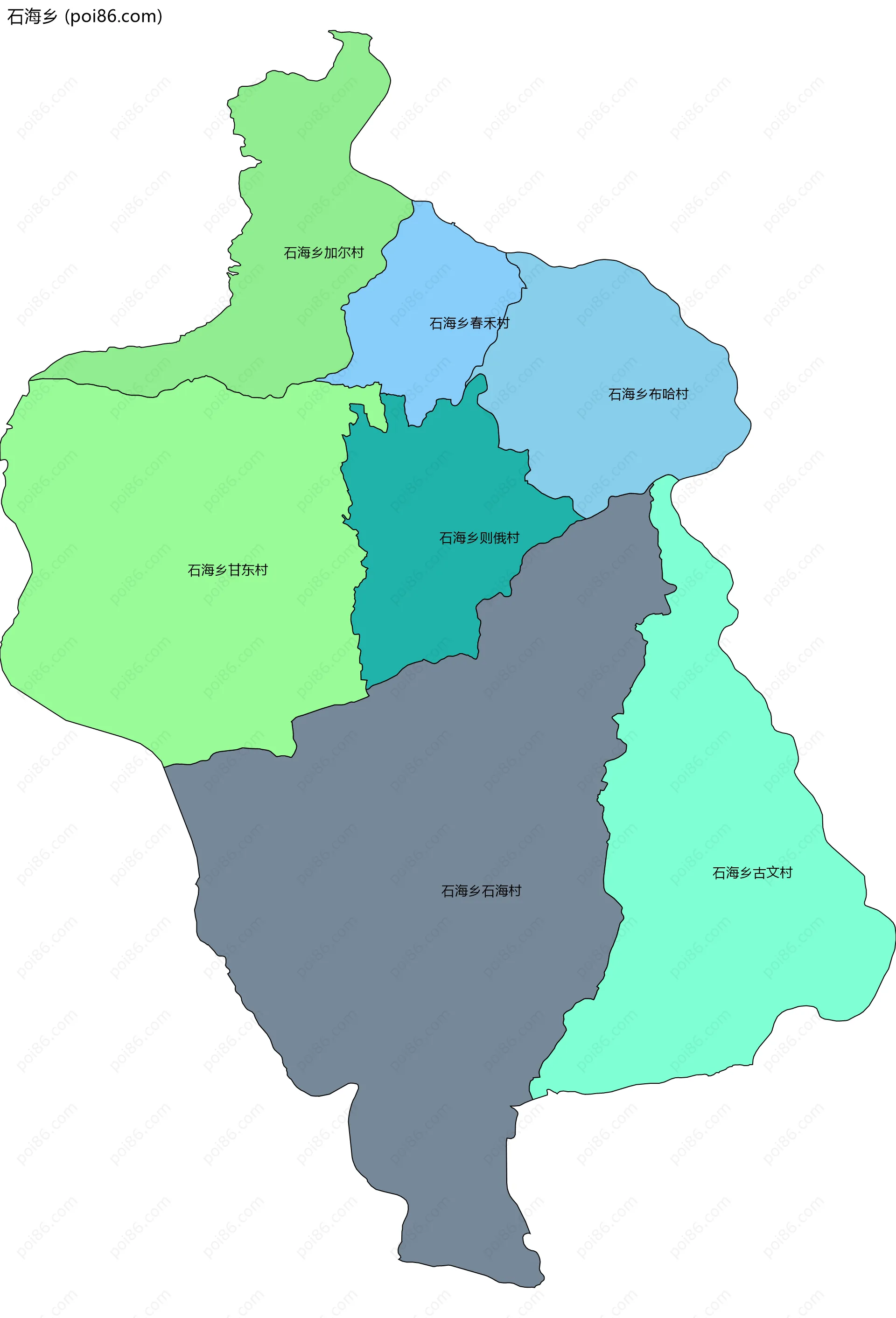 石海乡边界地图(五级行政区划)