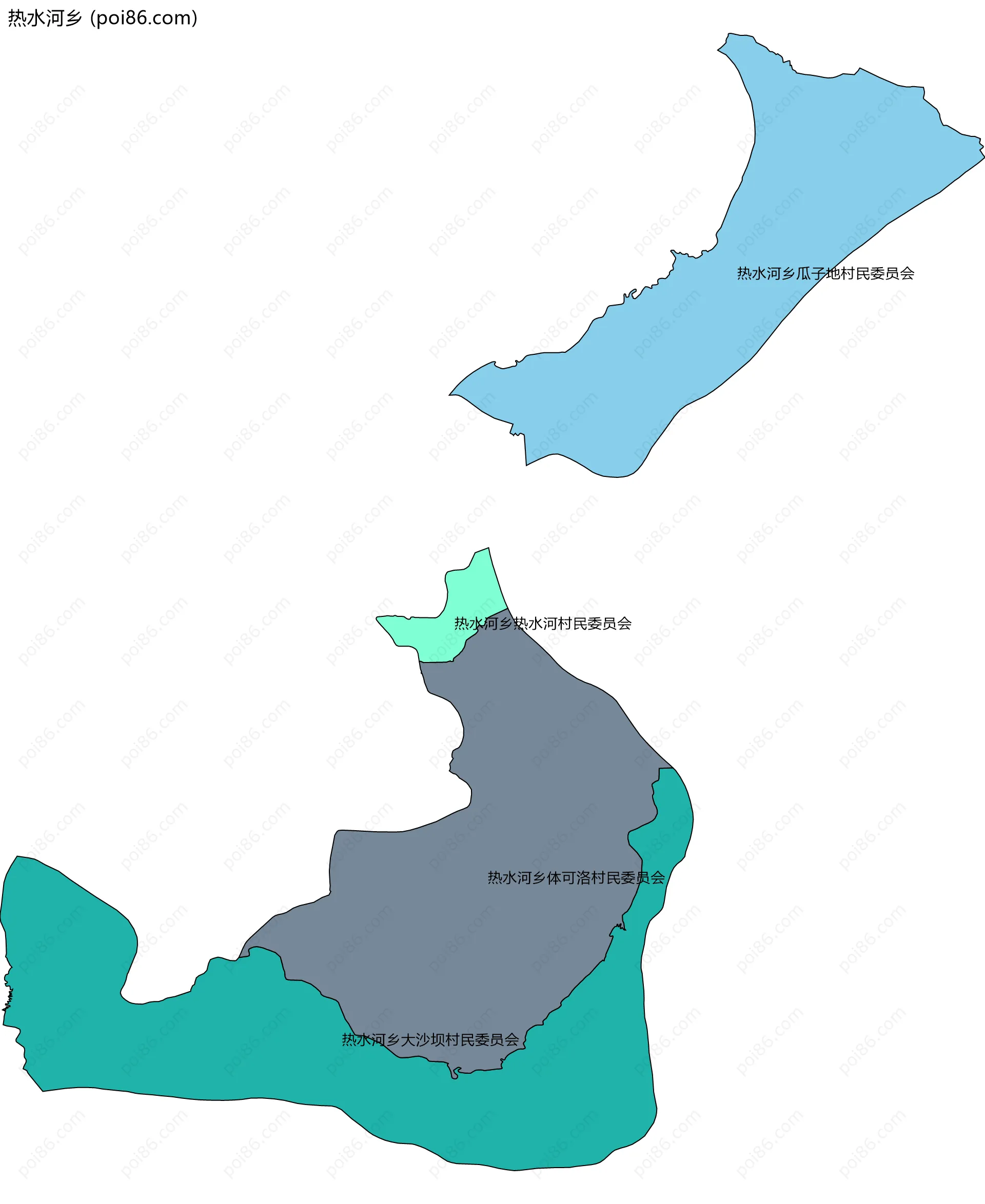 热水河乡边界地图(五级行政区划)