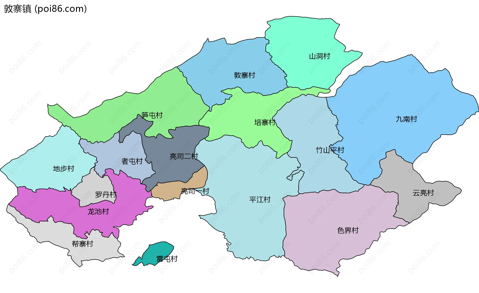 敦寨镇边界地图(五级行政区划)