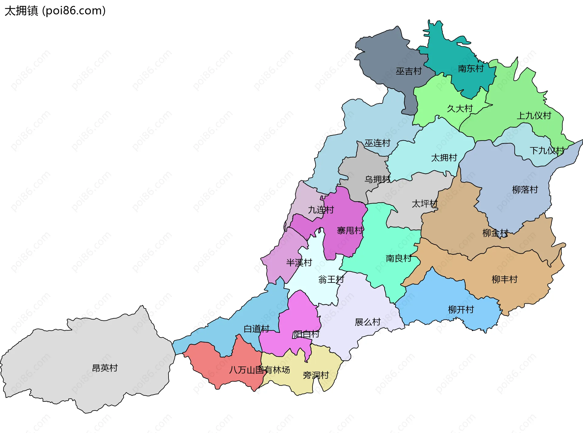 太拥镇边界地图(五级行政区划)