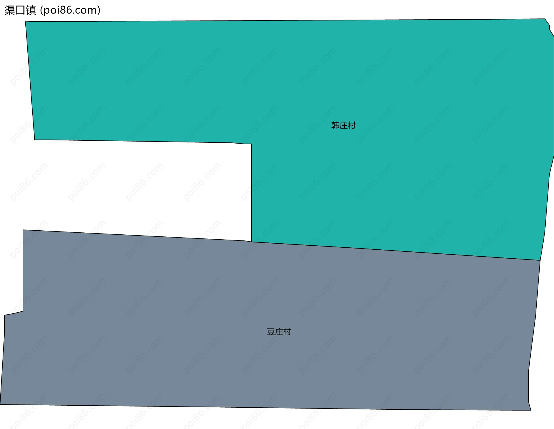 渠口镇边界地图(五级行政区划)