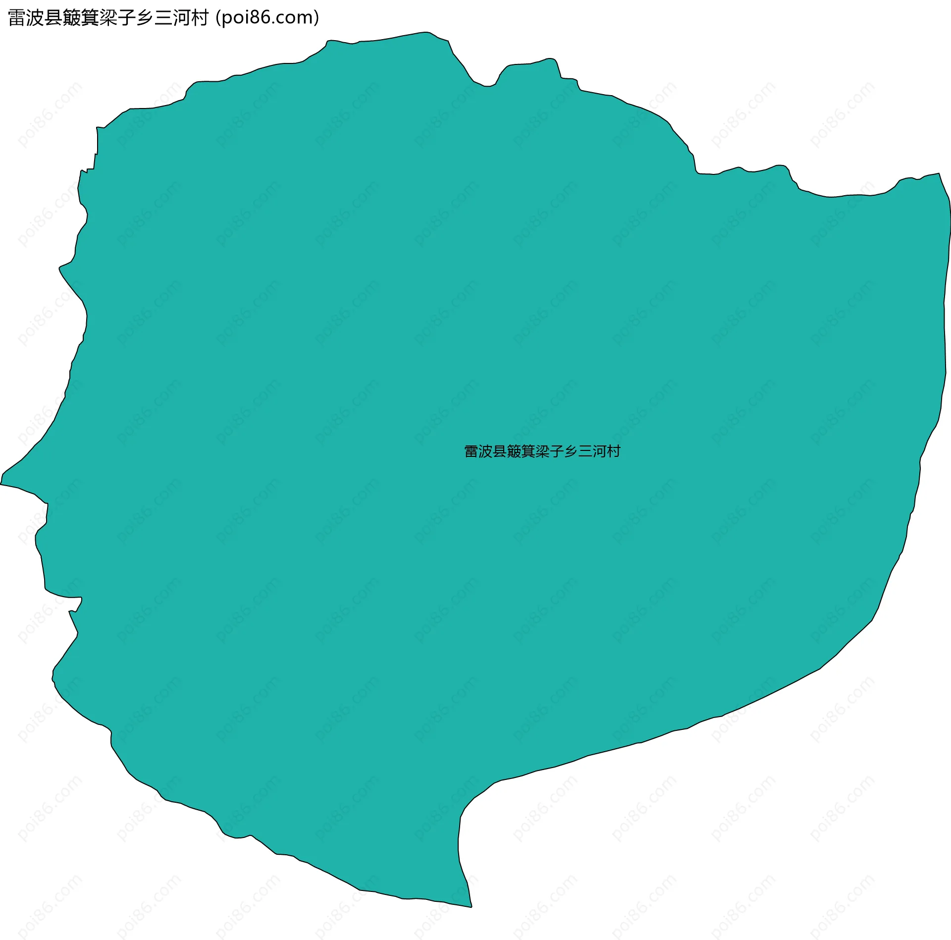 雷波县簸箕梁子乡三河村边界地图