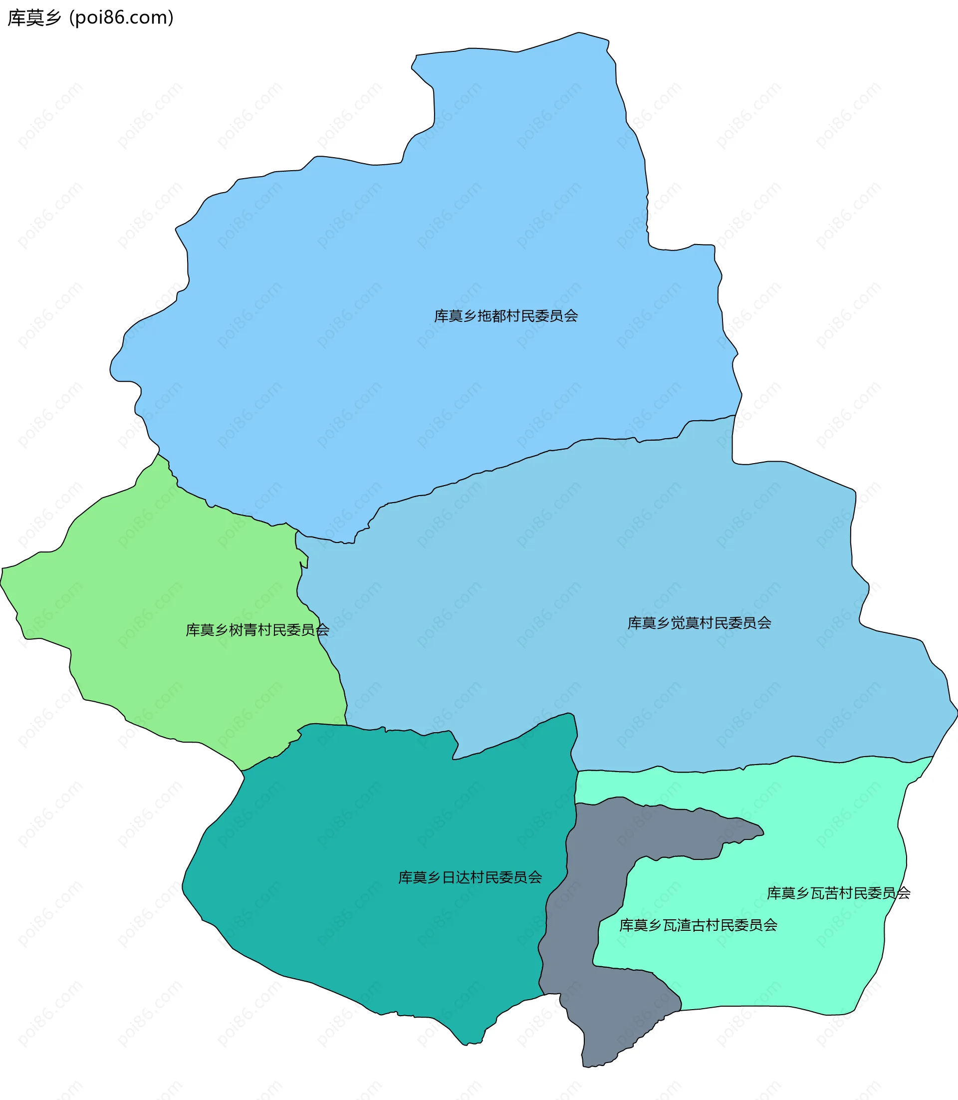 库莫乡边界地图(五级行政区划)