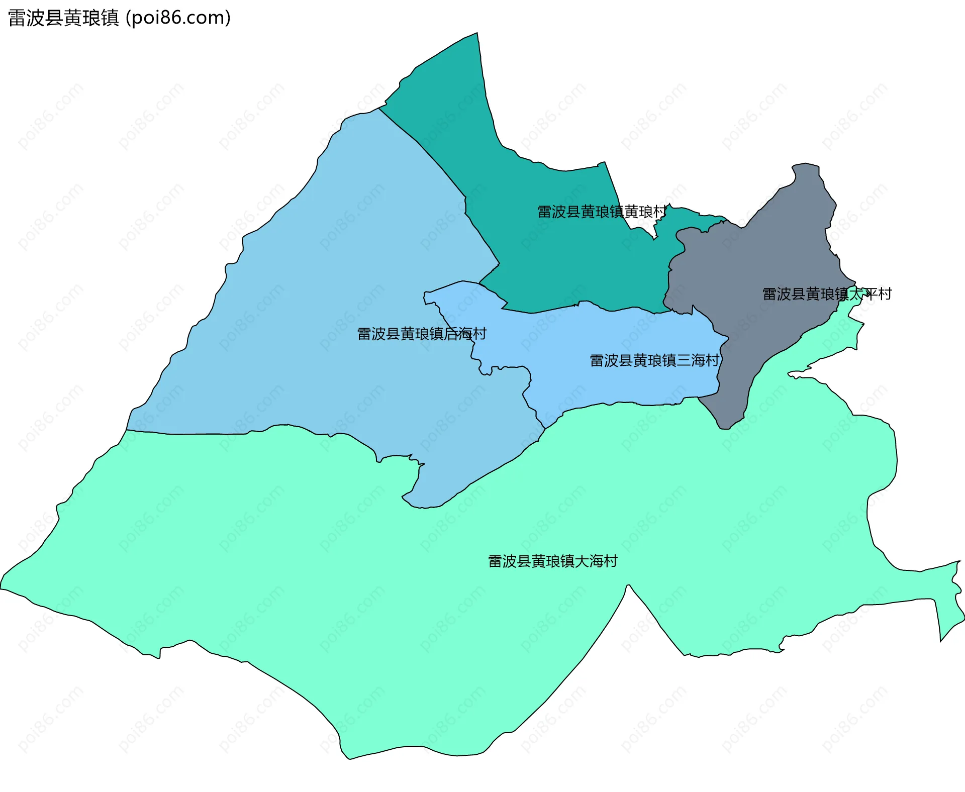 雷波县黄琅镇边界地图(五级行政区划)