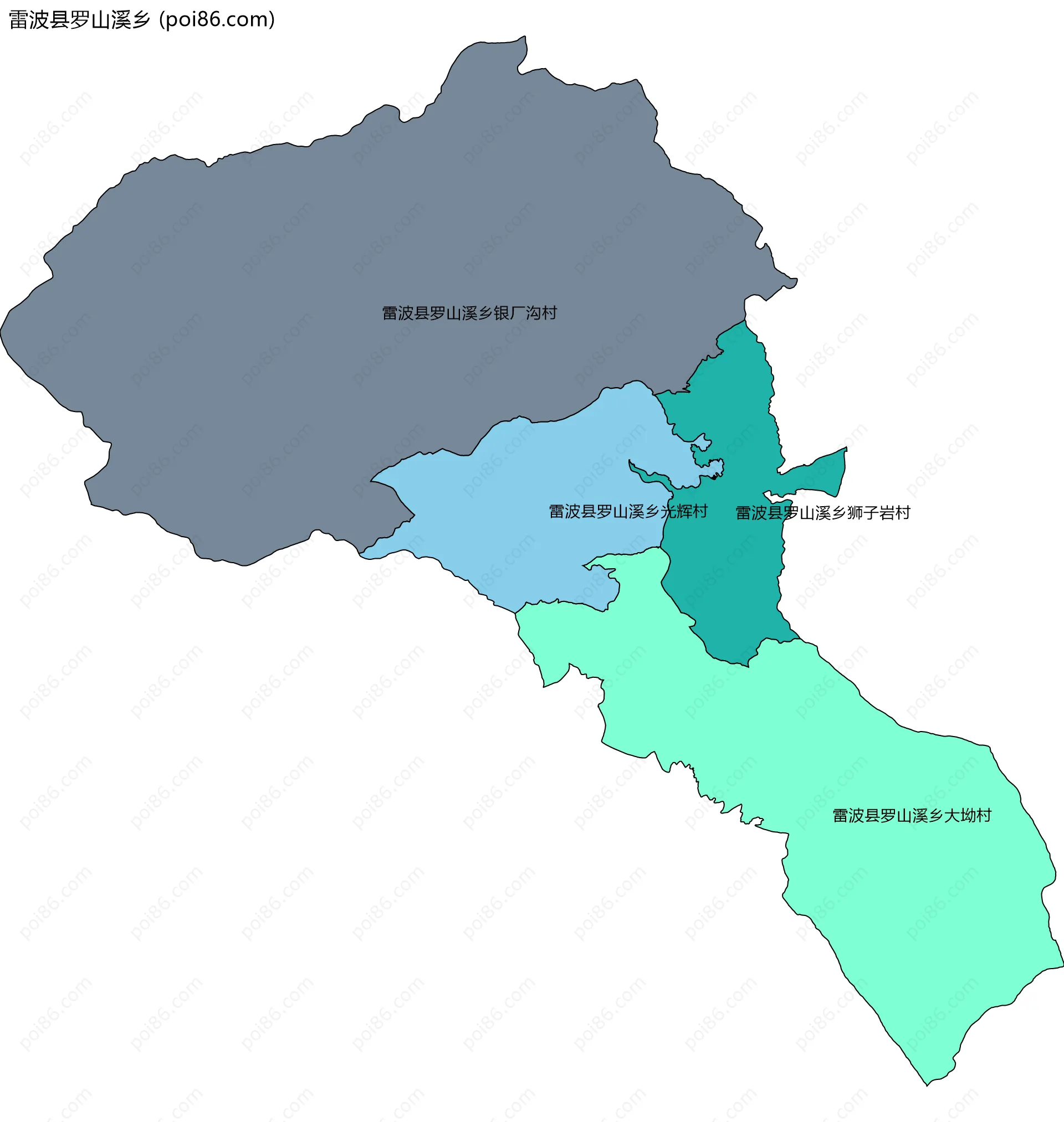 雷波县罗山溪乡边界地图(五级行政区划)