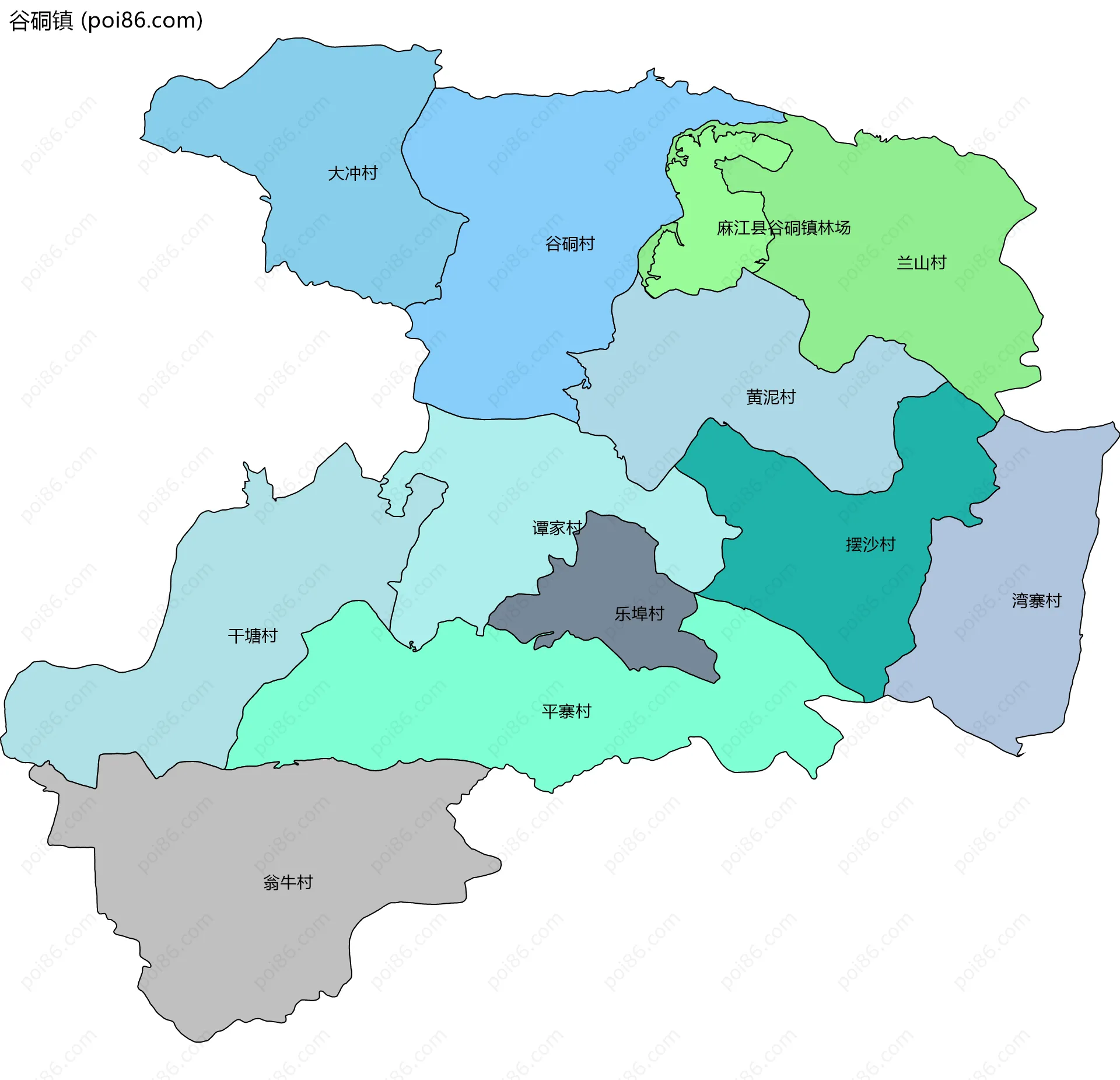 谷硐镇边界地图(五级行政区划)