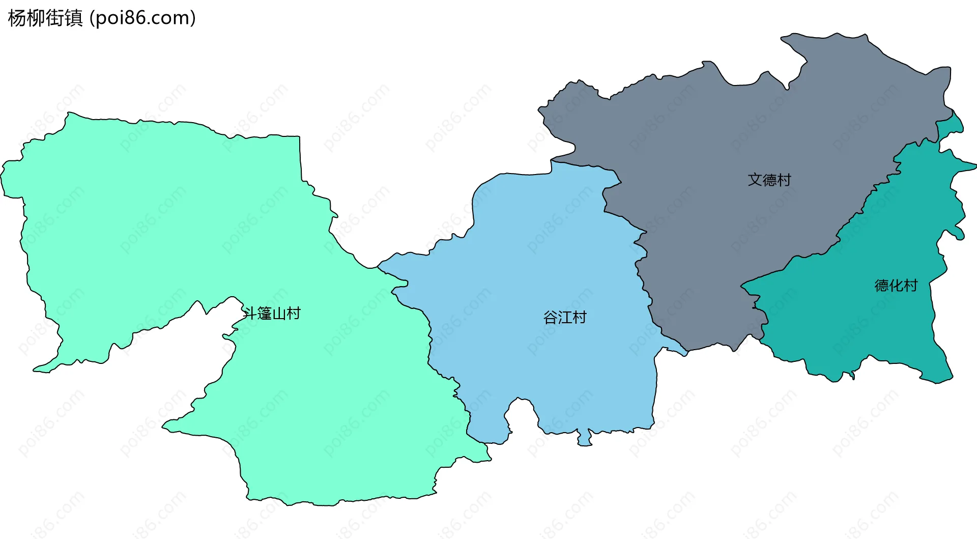 杨柳街镇边界地图(五级行政区划)