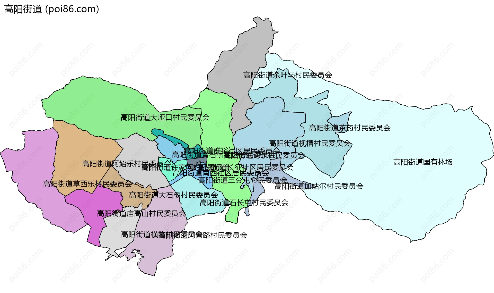 高阳街道边界地图(五级行政区划)