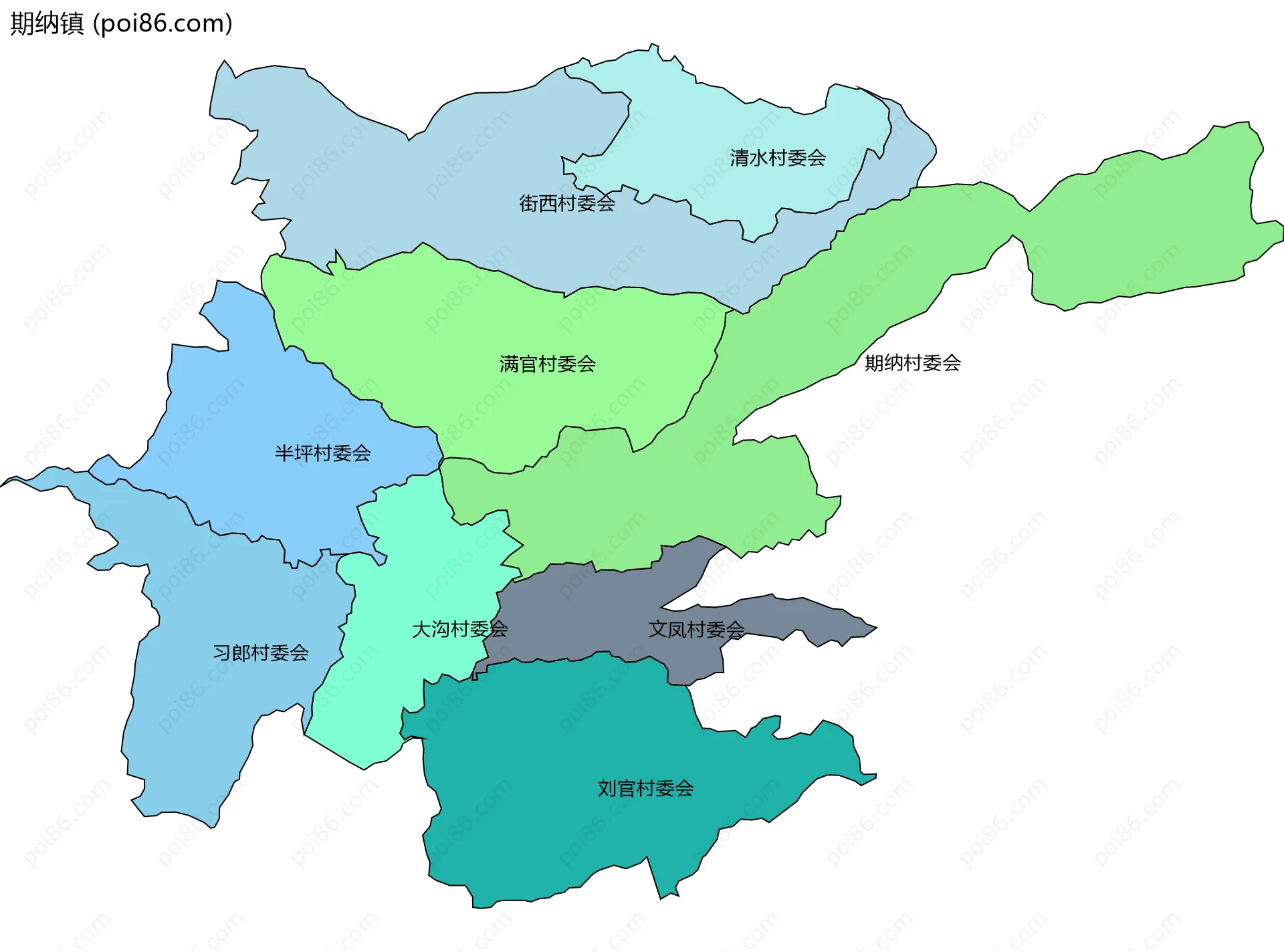 期纳镇边界地图(五级行政区划)