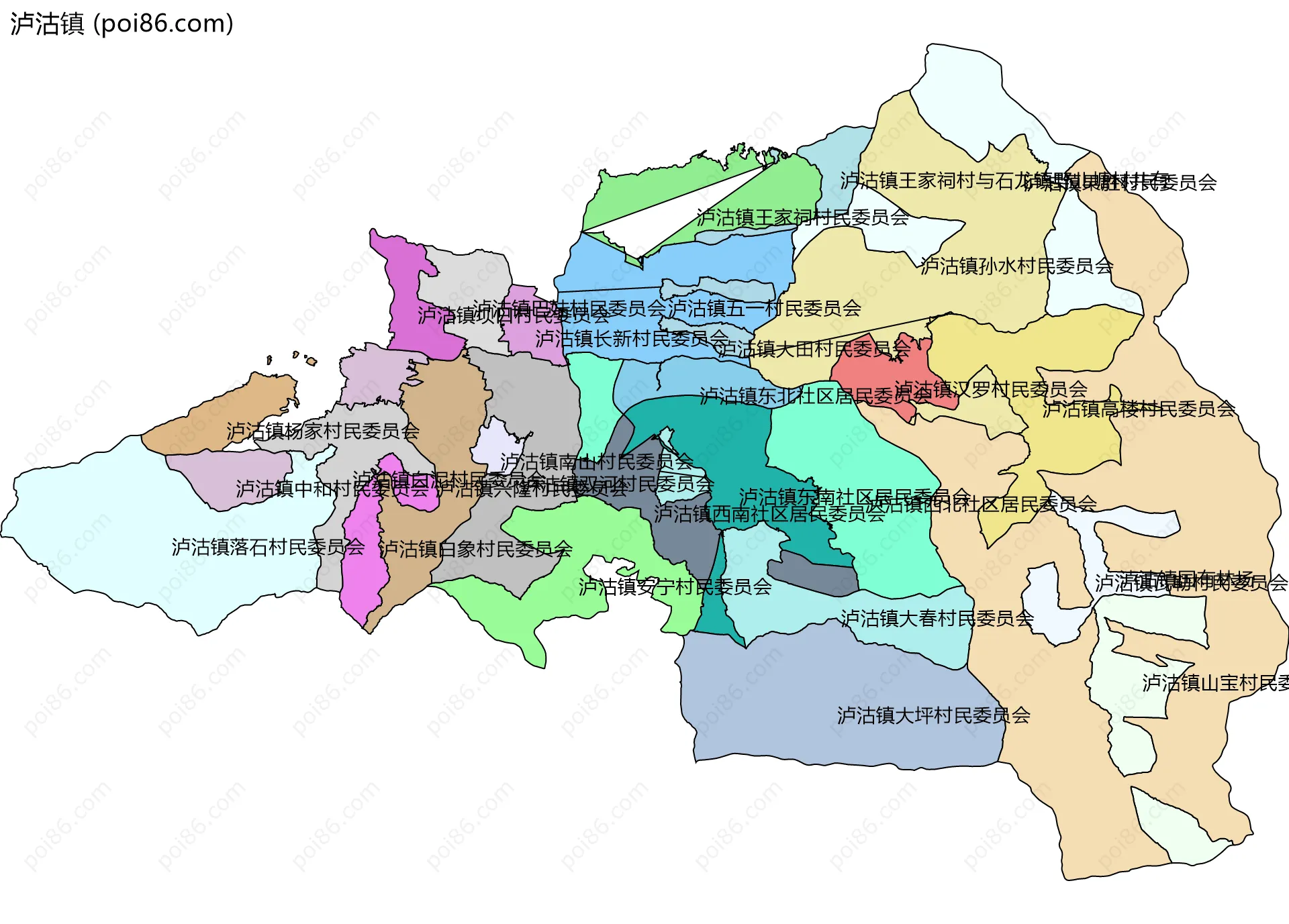 泸沽镇边界地图(五级行政区划)