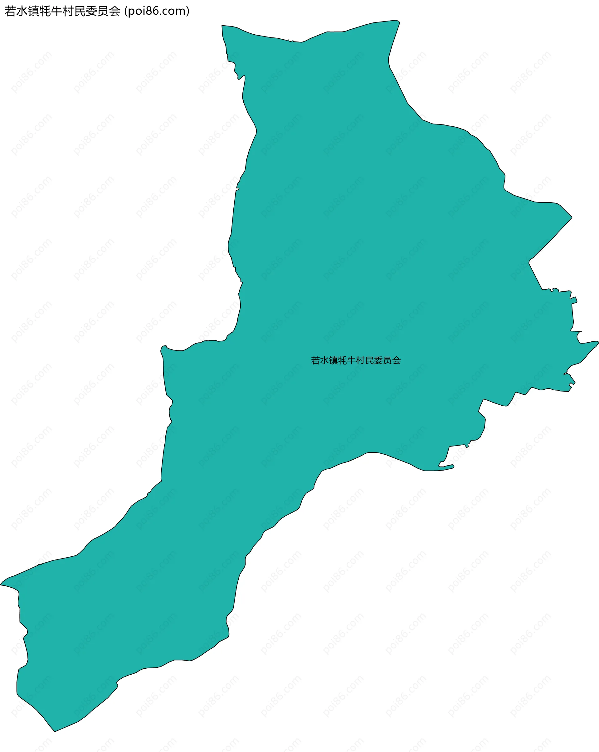 若水镇牦牛村民委员会边界地图