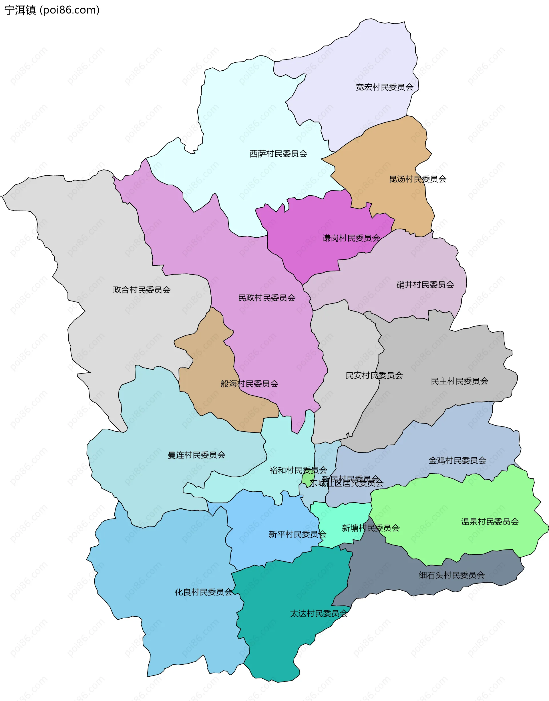宁洱镇边界地图(五级行政区划)