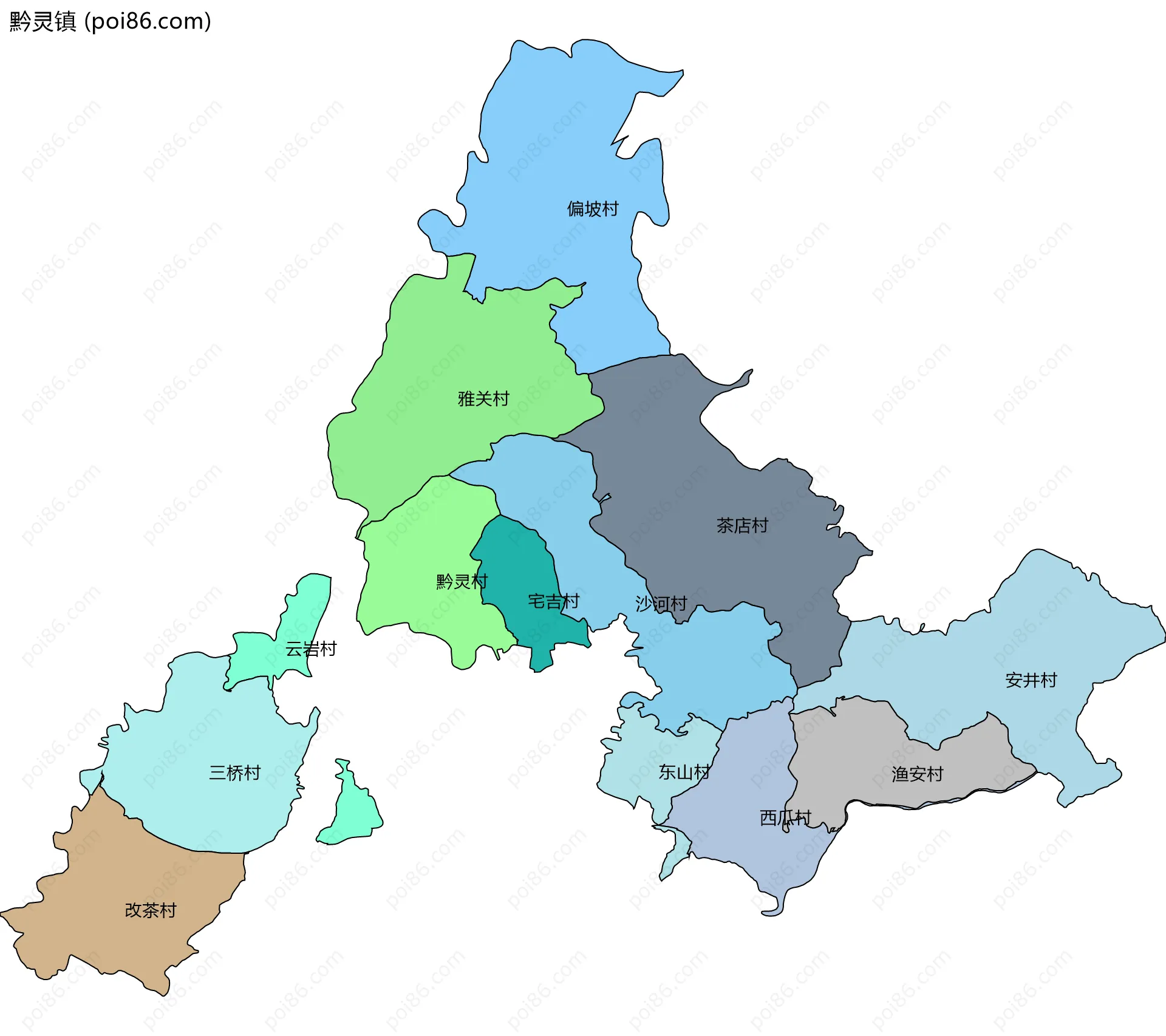 黔灵镇边界地图(五级行政区划)