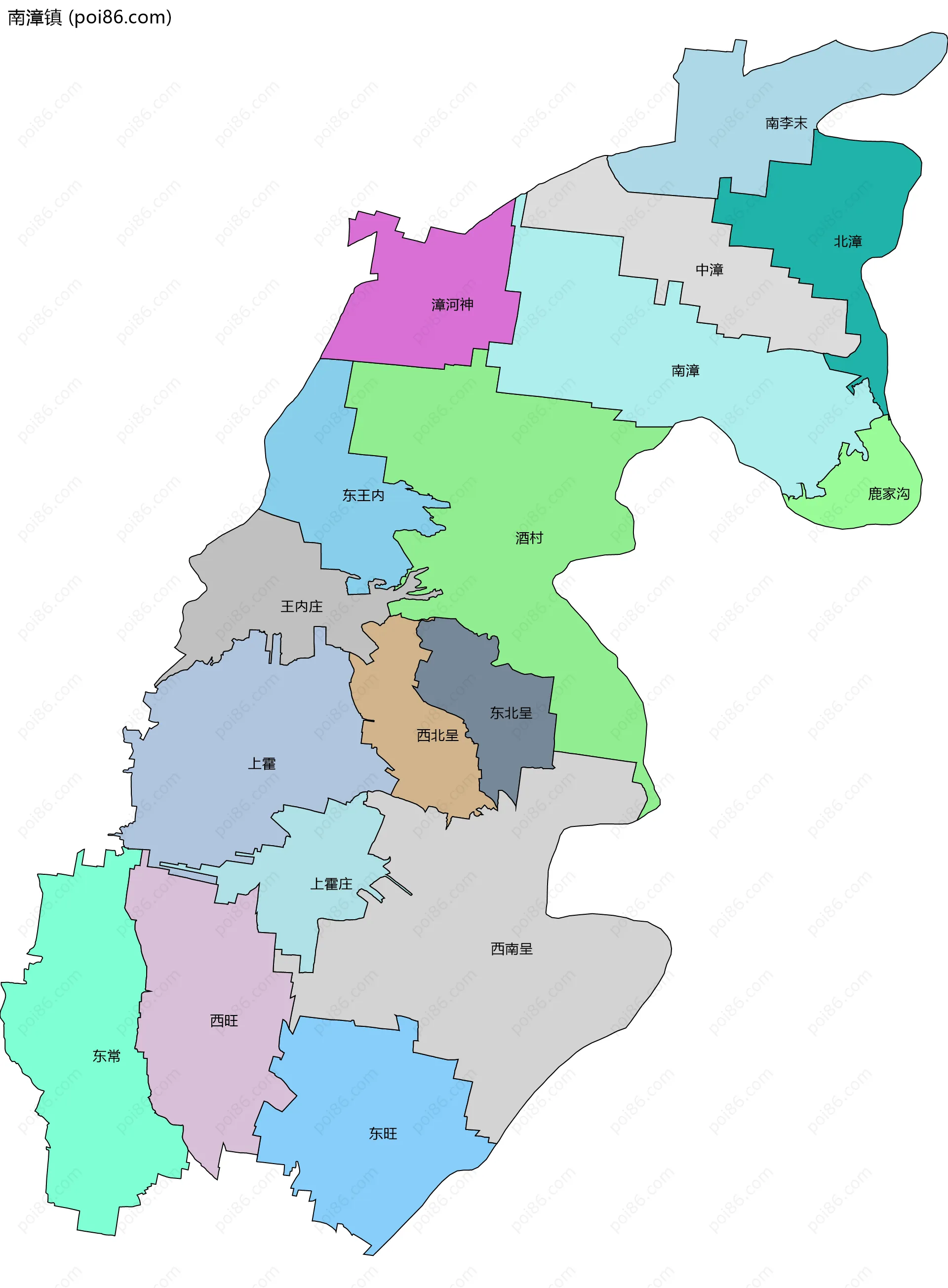 南漳镇边界地图(五级行政区划)