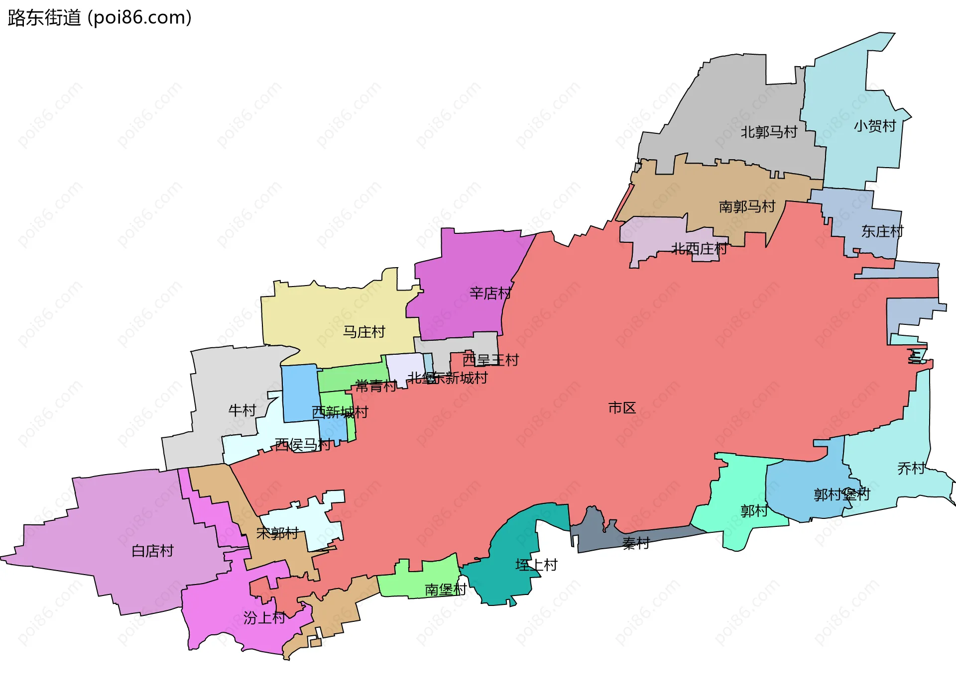 路东街道边界地图(五级行政区划)