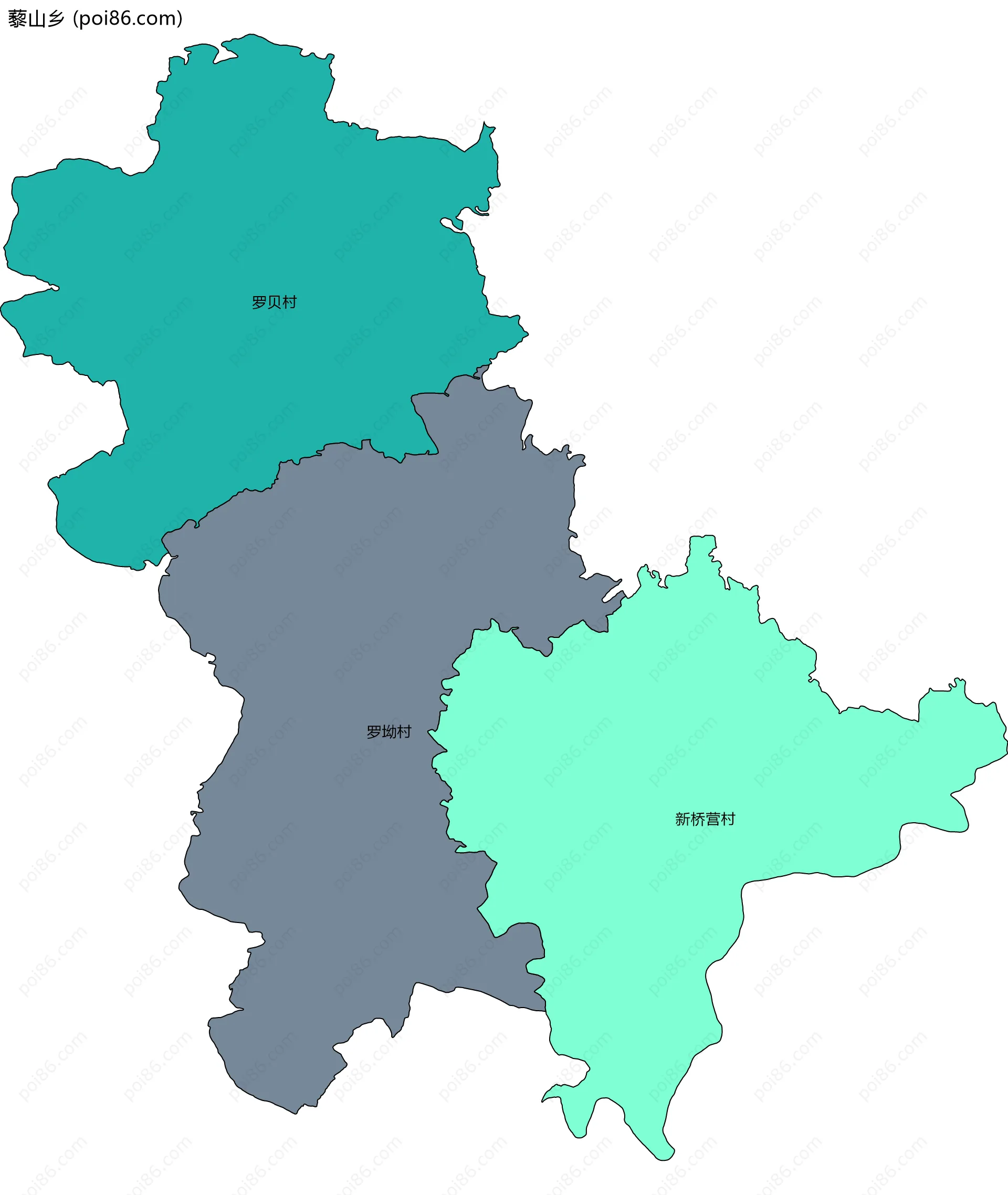 藜山乡边界地图(五级行政区划)