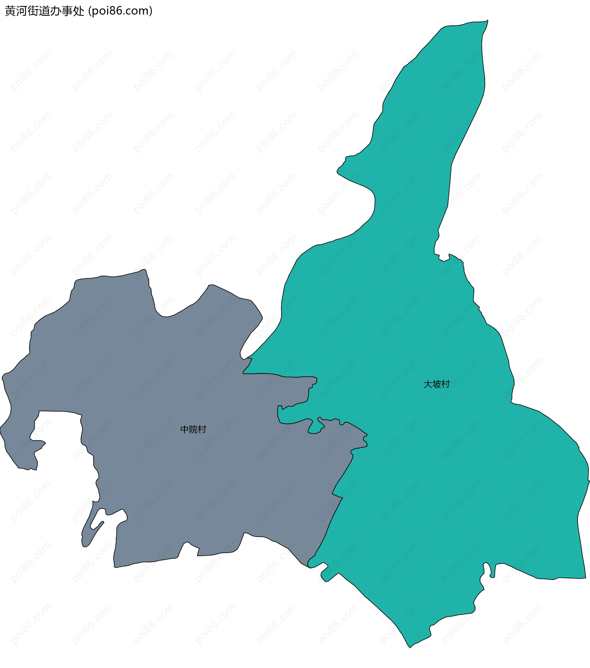 黄河街道办事处边界地图(五级行政区划)