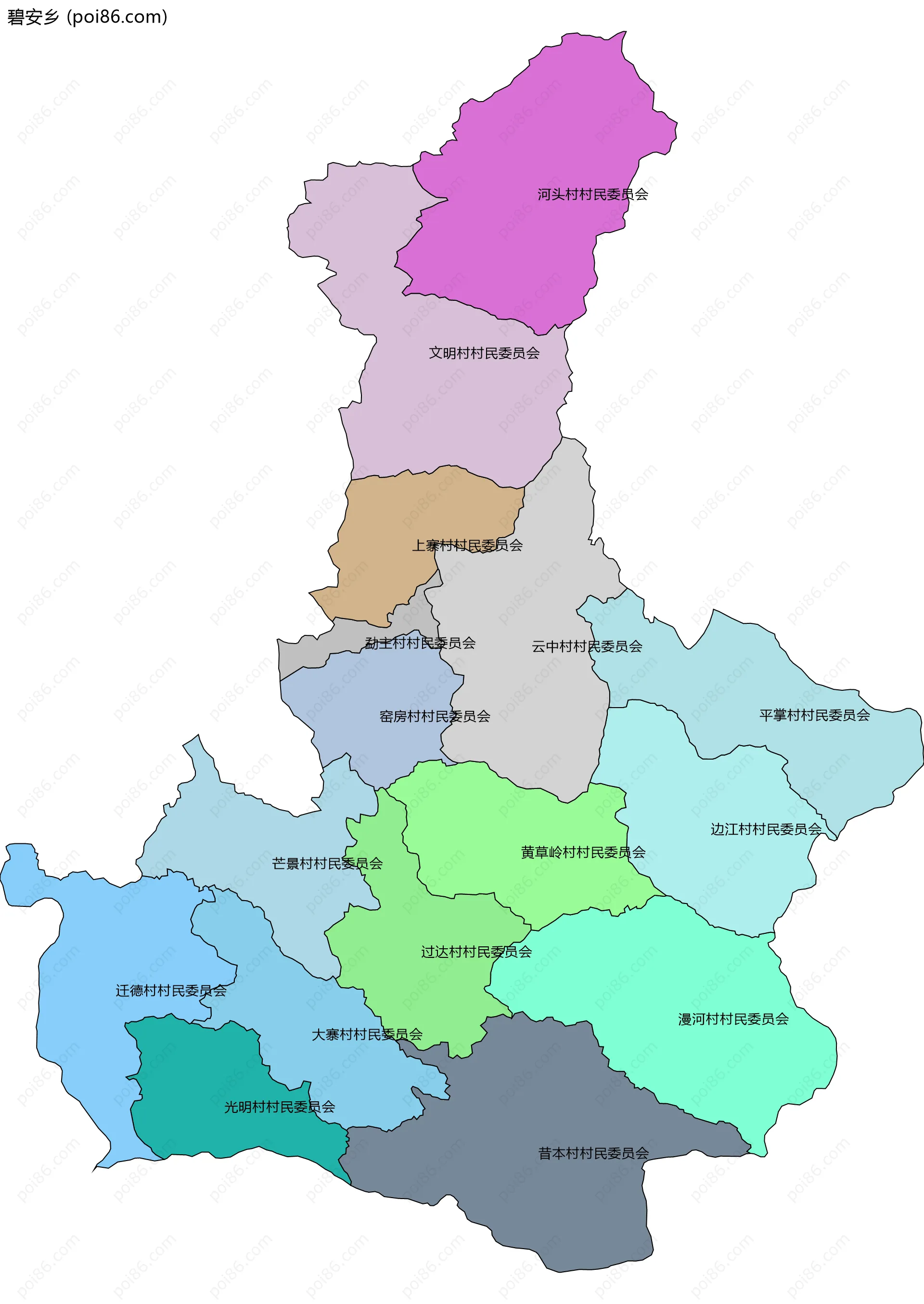 碧安乡边界地图(五级行政区划)