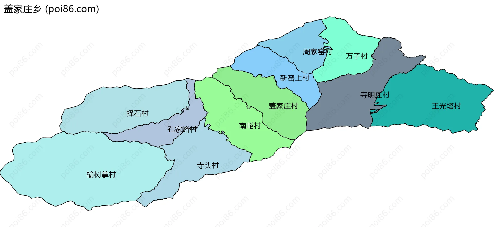 盖家庄乡边界地图(五级行政区划)