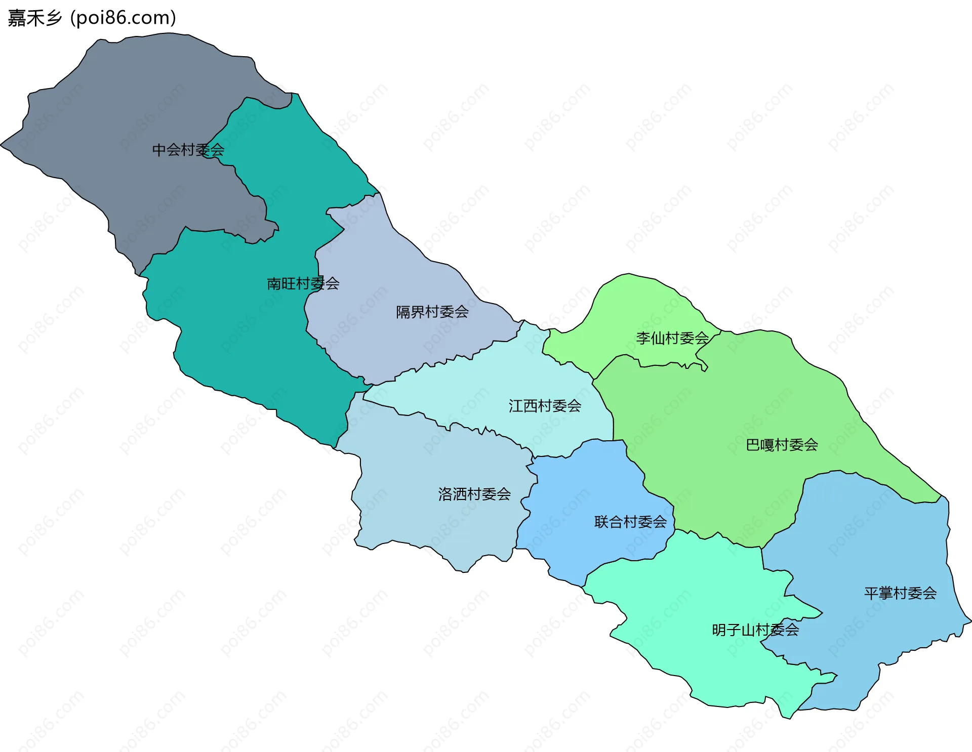 嘉禾乡边界地图(五级行政区划)